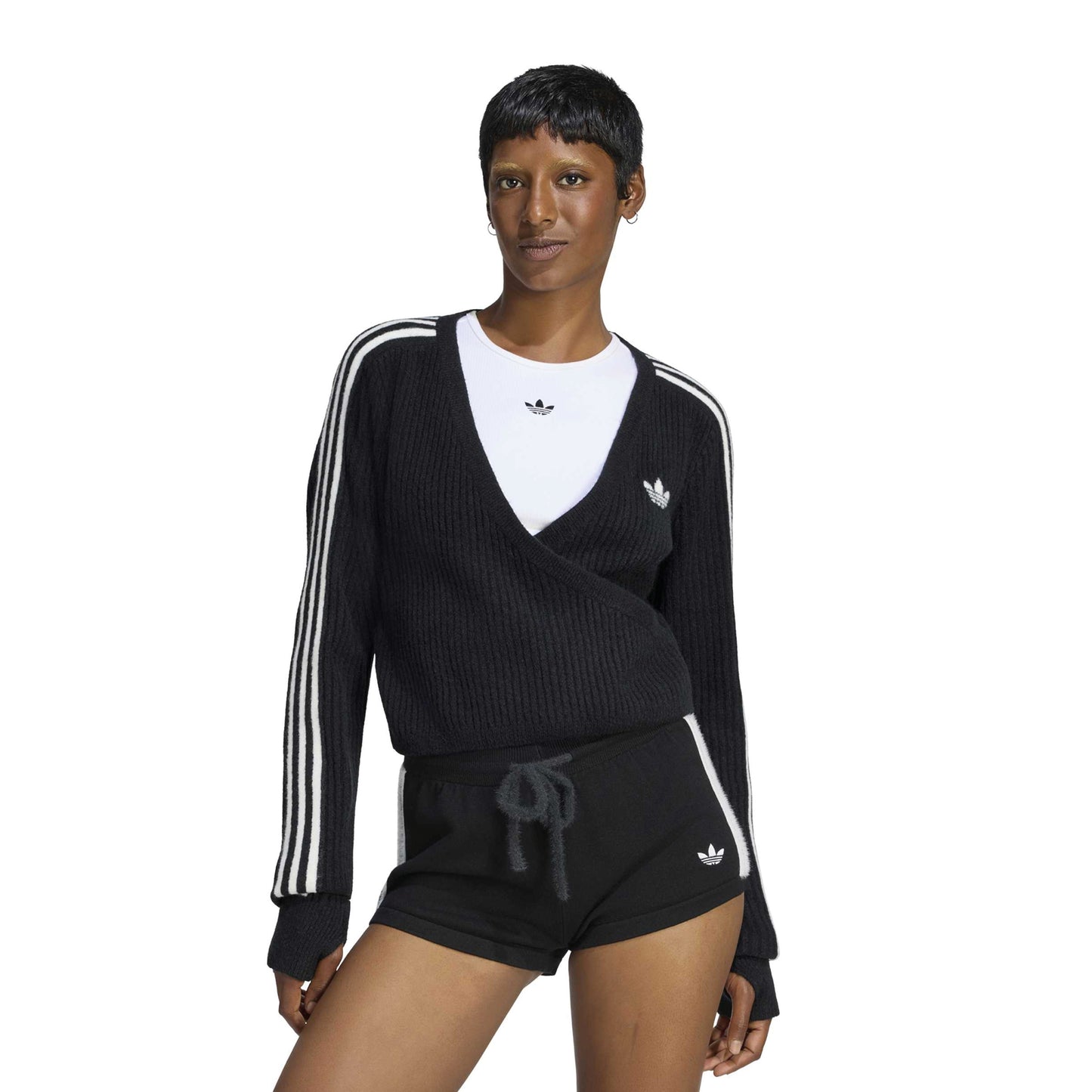 adidas Originals by JENNIE Knit Cardigan 'Black' (WMNS) – model front view