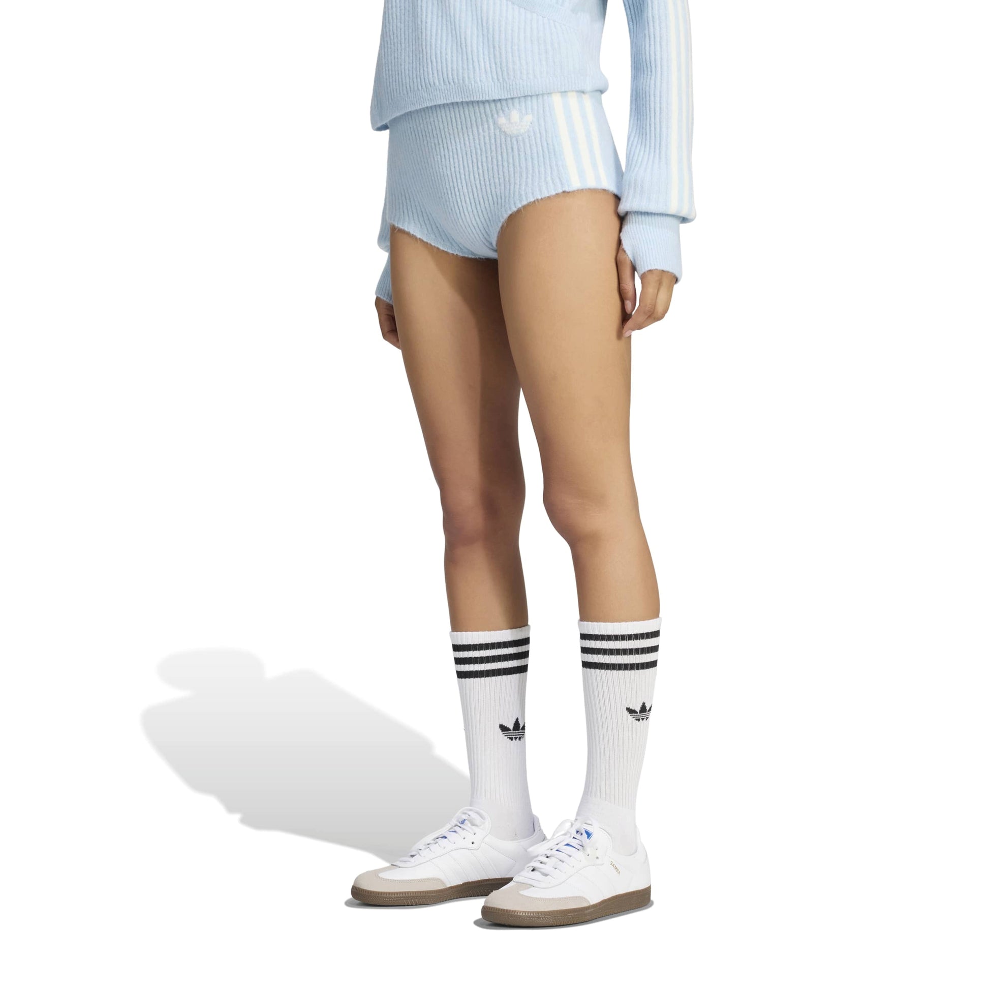 adidas Originals Knit Shorts 'Wonder Blue' (WMNS) – model front view