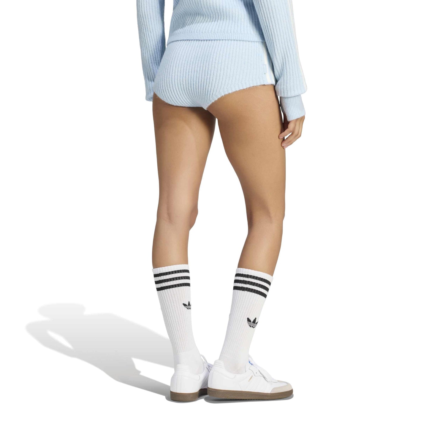 adidas Originals Knit Shorts 'Wonder Blue' (WMNS) – model back view