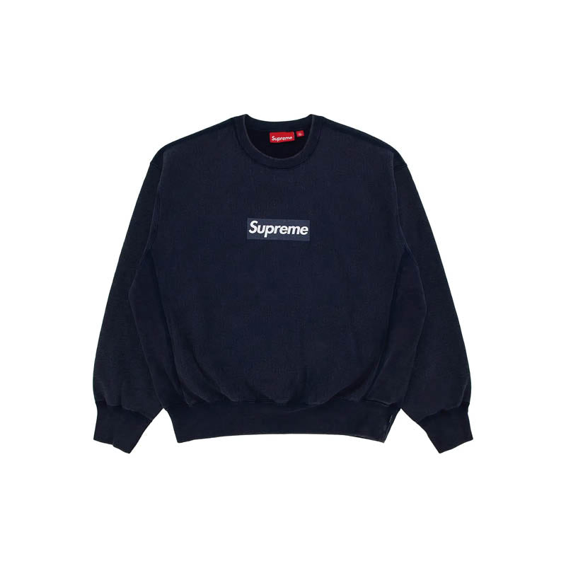 Supreme Washed Box Logo Crewneck Sweatshirt 'Navy'