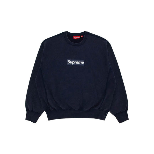 Supreme Washed Box Logo Crewneck Sweatshirt 'Navy'