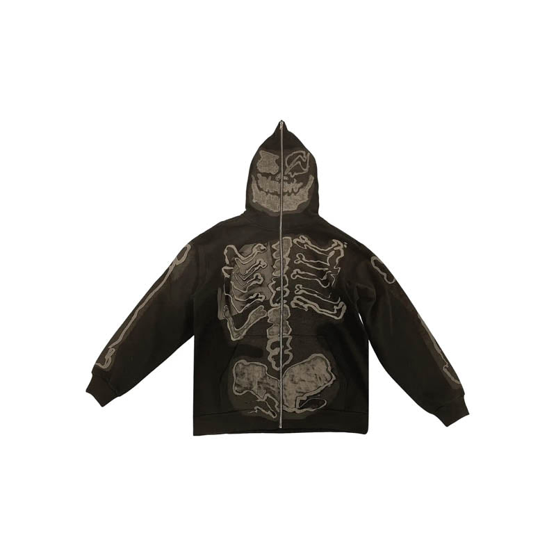Travis Scott Cactus Jack x Fragment Skeleton Graffiti Full Zip Hoodie Redux 'Black'