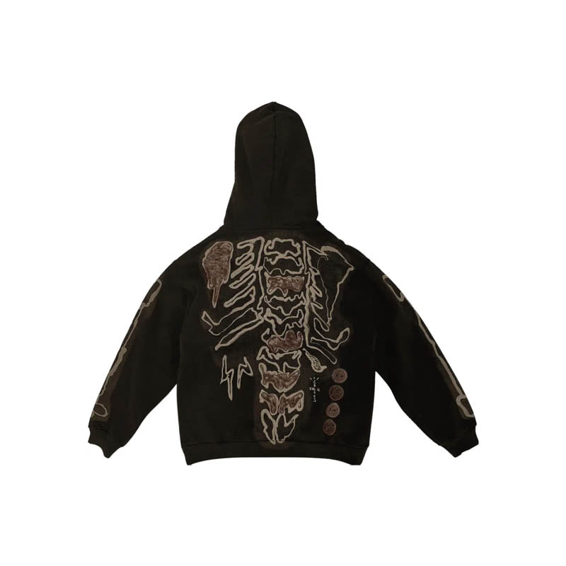 Travis Scott Cactus Jack x Fragment Skeleton Graffiti Full Zip Hoodie Redux 'Black'