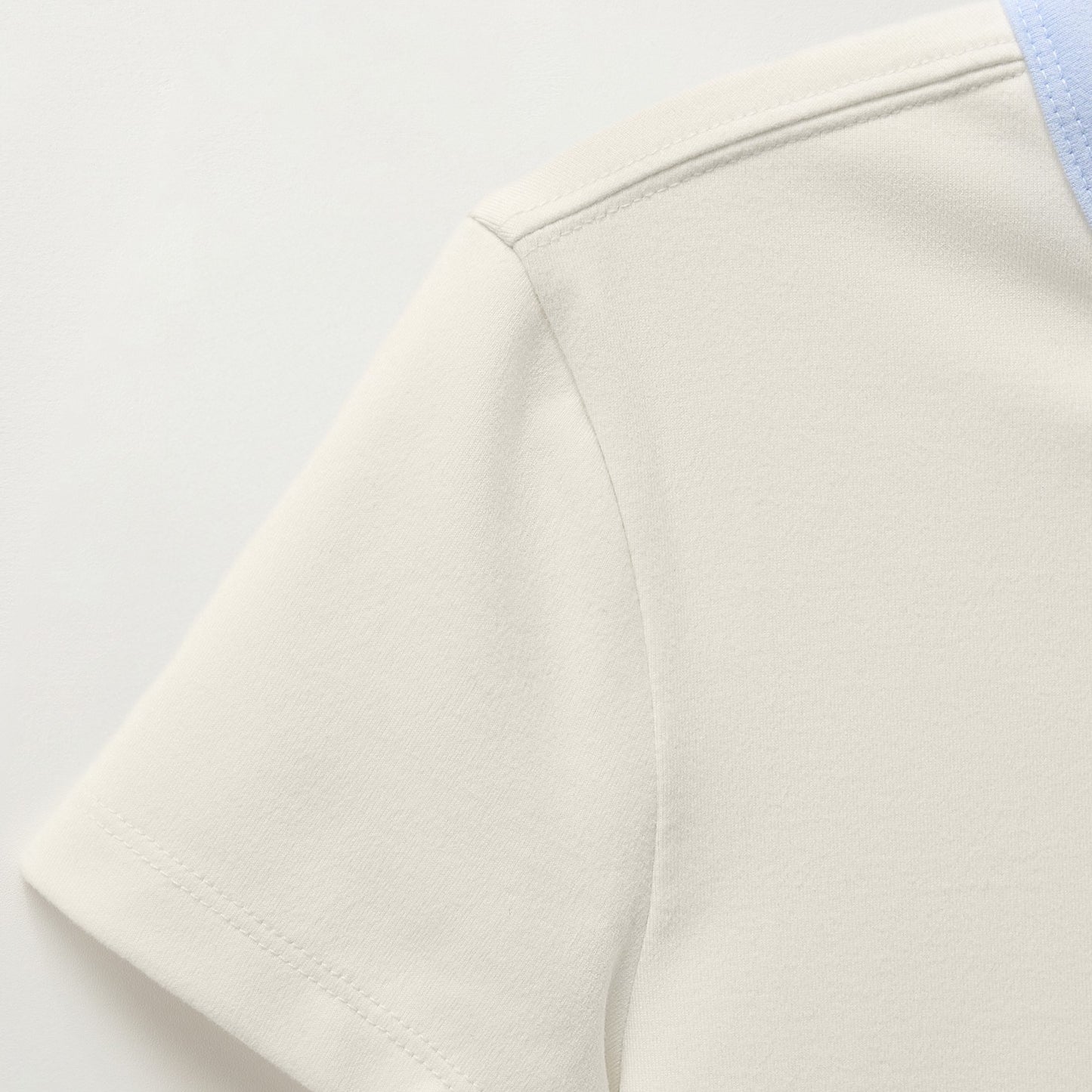 SATUR Apero Slim Cropped Fit Ringer T Shirt Cream womens cotton cropped tee contrast collar embroidered logo casual apparel