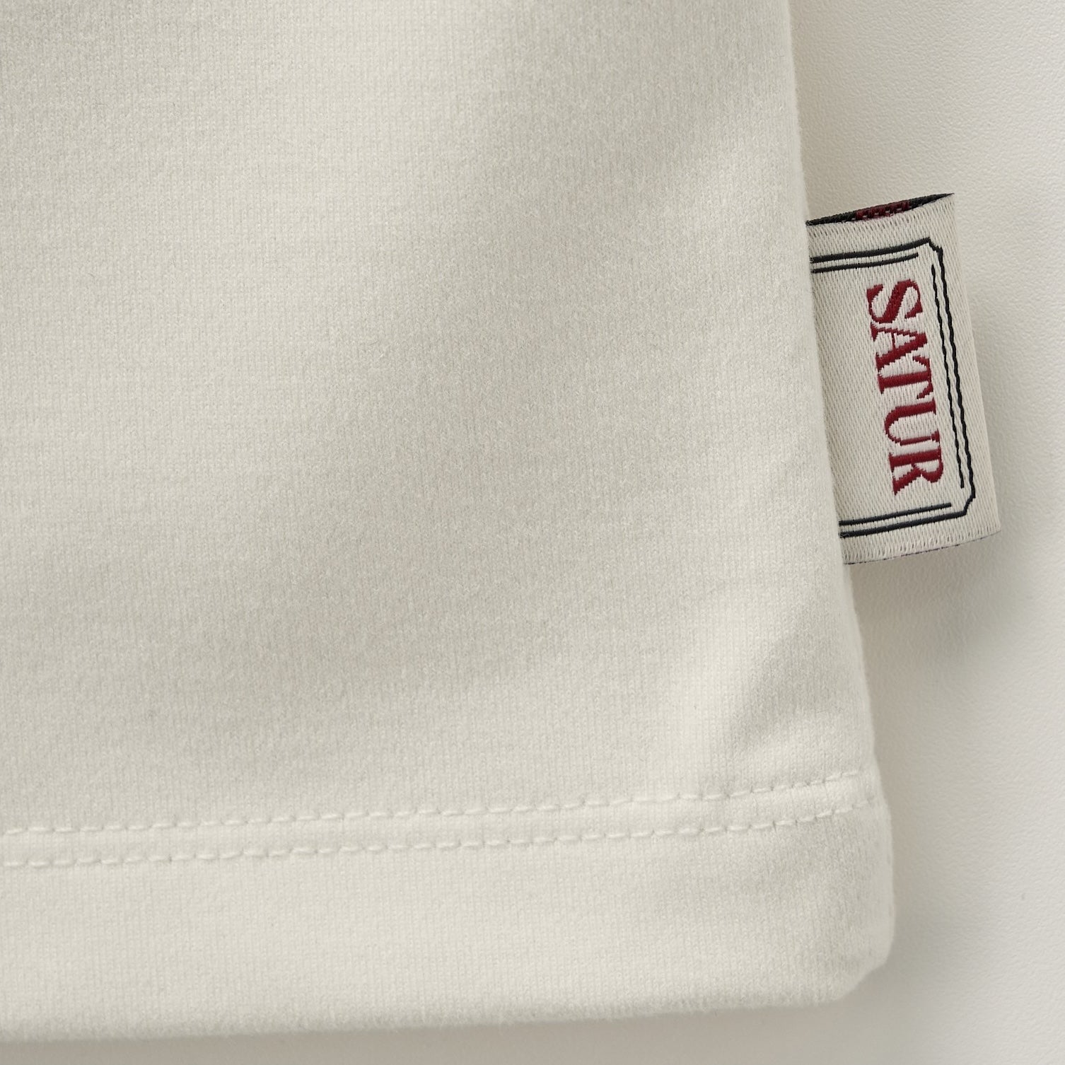 SATUR Apero Slim Cropped Fit Ringer T Shirt Cream womens cotton cropped tee contrast collar embroidered logo casual apparel