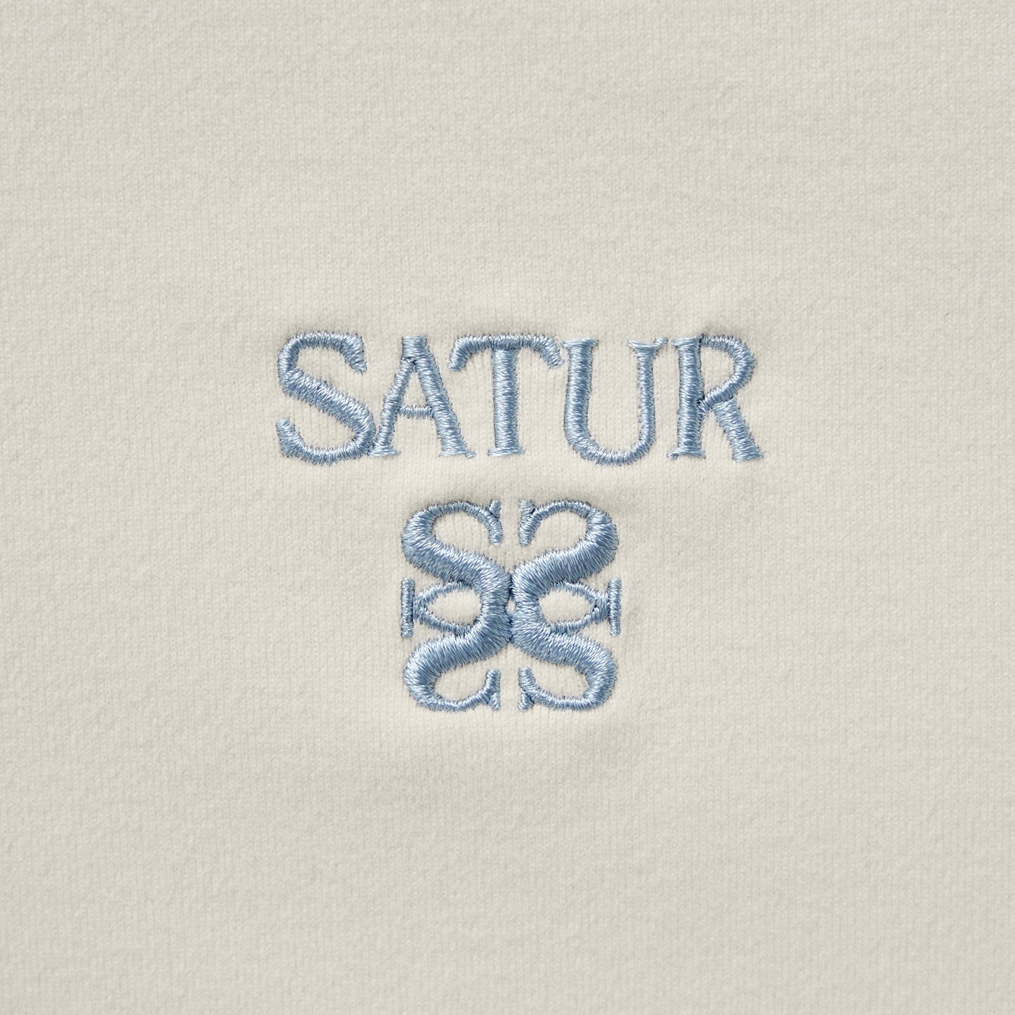 SATUR Apero Slim Cropped Fit Ringer T Shirt Cream womens cotton cropped tee contrast collar embroidered logo casual apparel