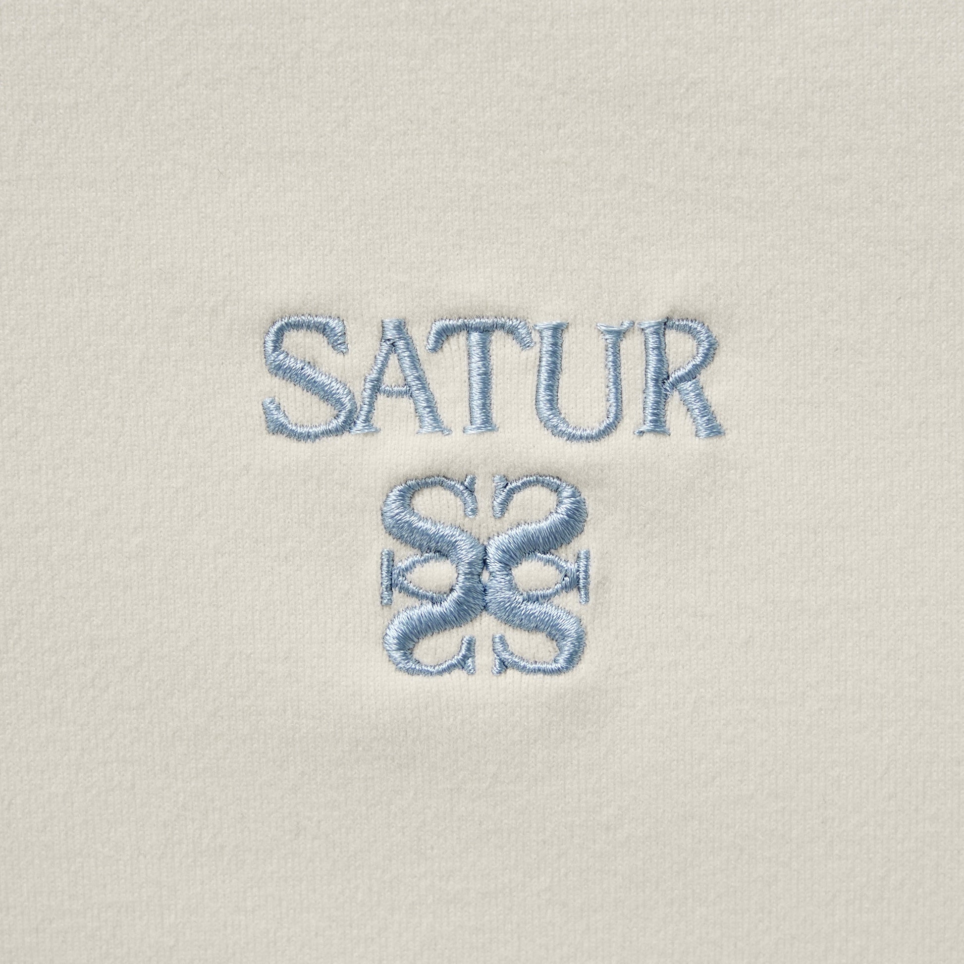 SATUR Apero Slim Cropped Fit Ringer T Shirt Cream womens cotton cropped tee contrast collar embroidered logo casual apparel