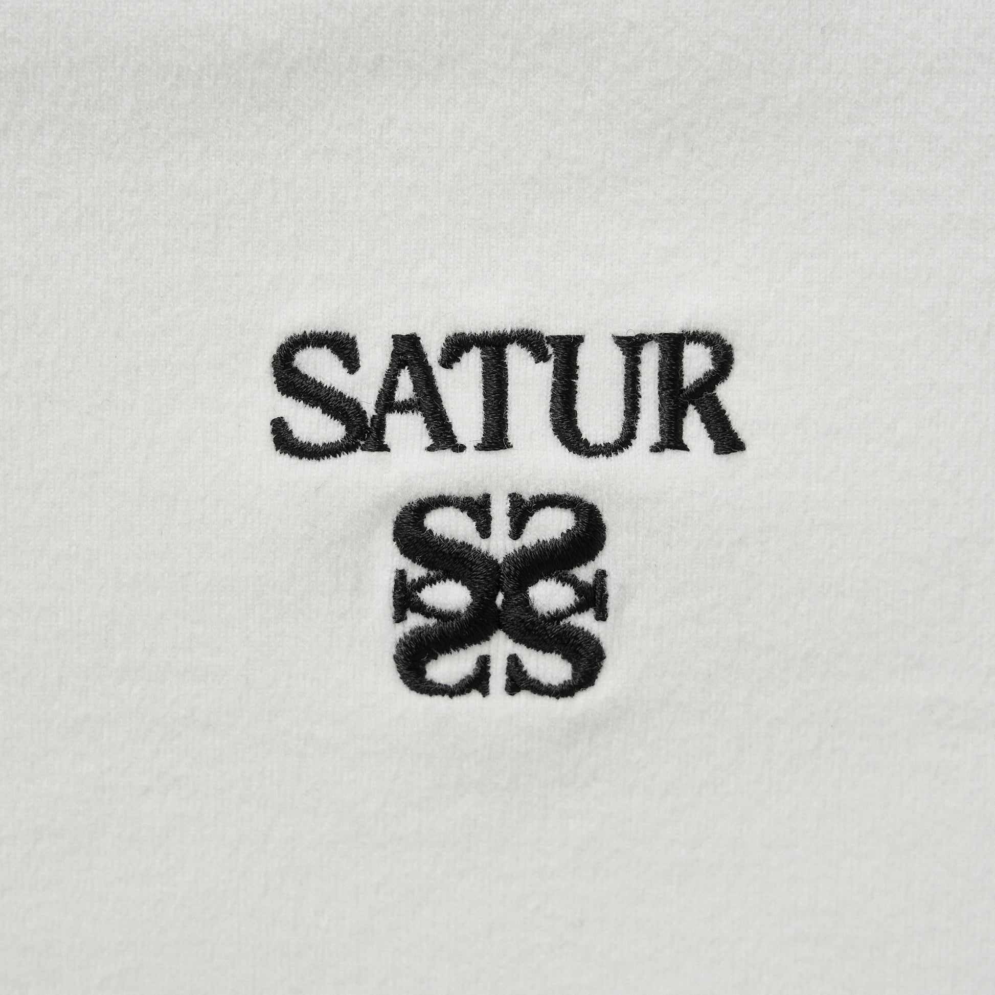 SATUR Apero Slim Cropped Fit Ringer T Shirt White womens cotton cropped tee contrast collar embroidered logo casual apparel