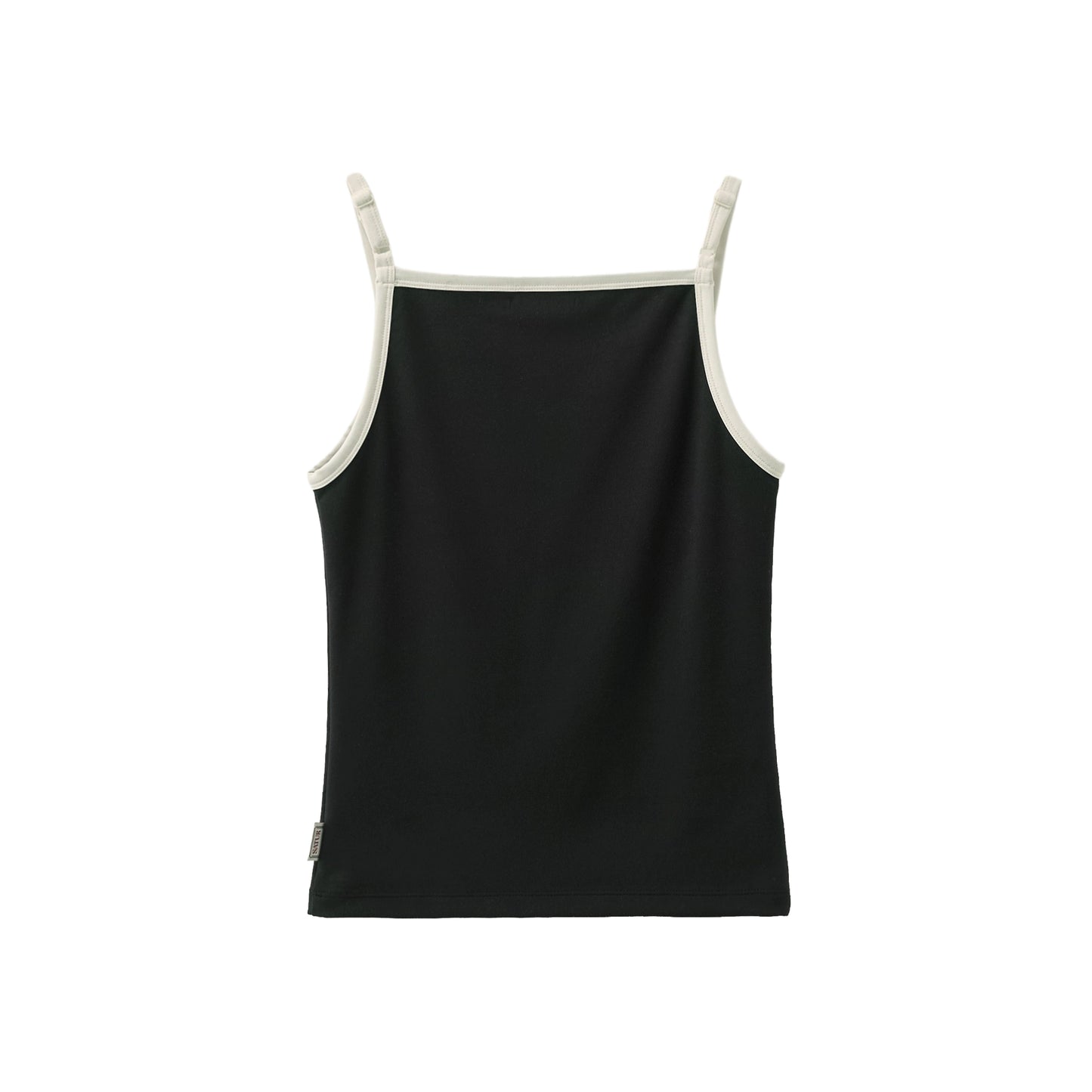 SATUR Apero Logo Solid Sleeveless Black womens sleeveless top contrast trim embroidered logo casual apparel