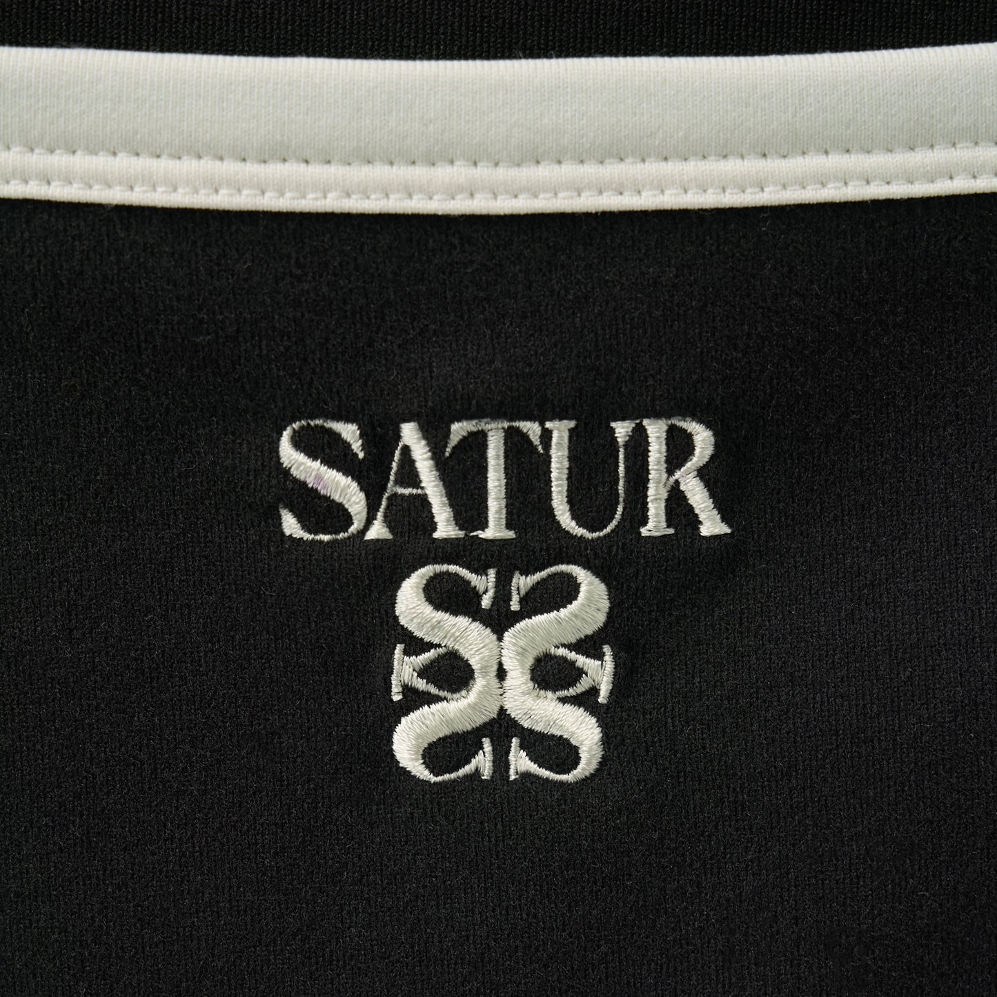 SATUR Apero Logo Solid Sleeveless Black womens sleeveless top contrast trim embroidered logo casual apparel