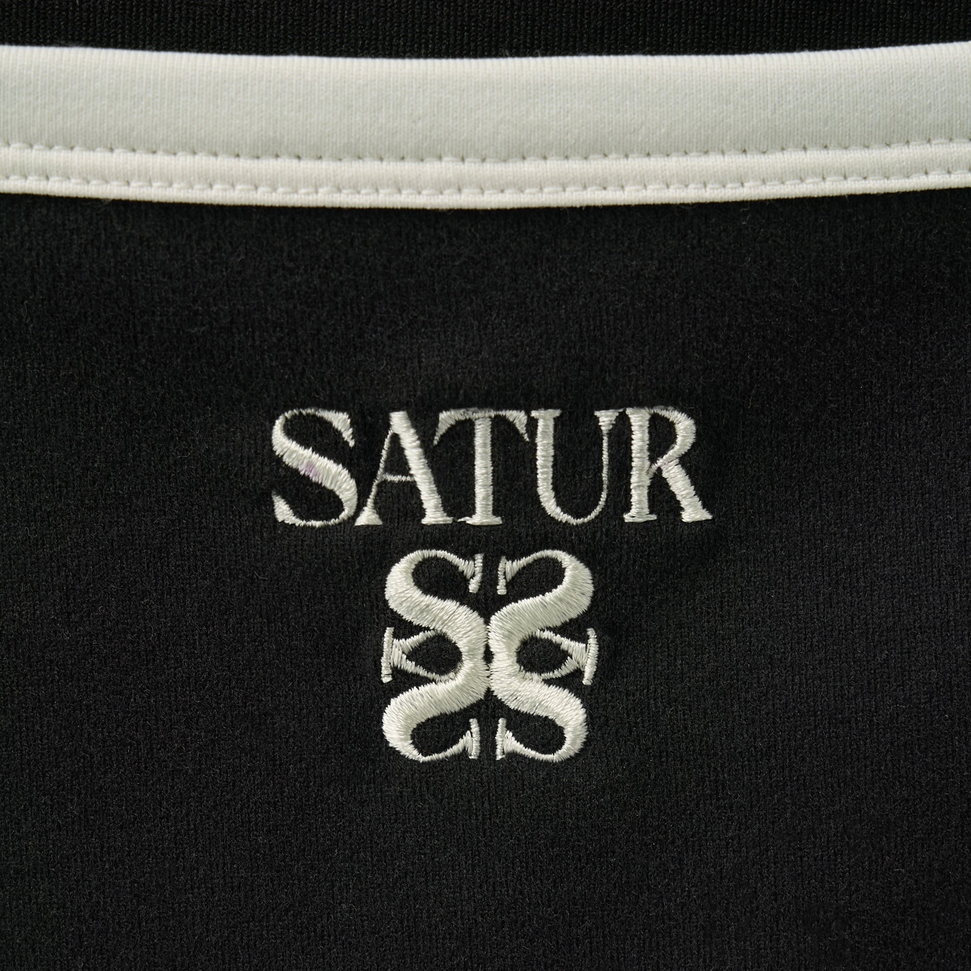 SATUR Apero Logo Solid Sleeveless Black womens sleeveless top contrast trim embroidered logo casual apparel