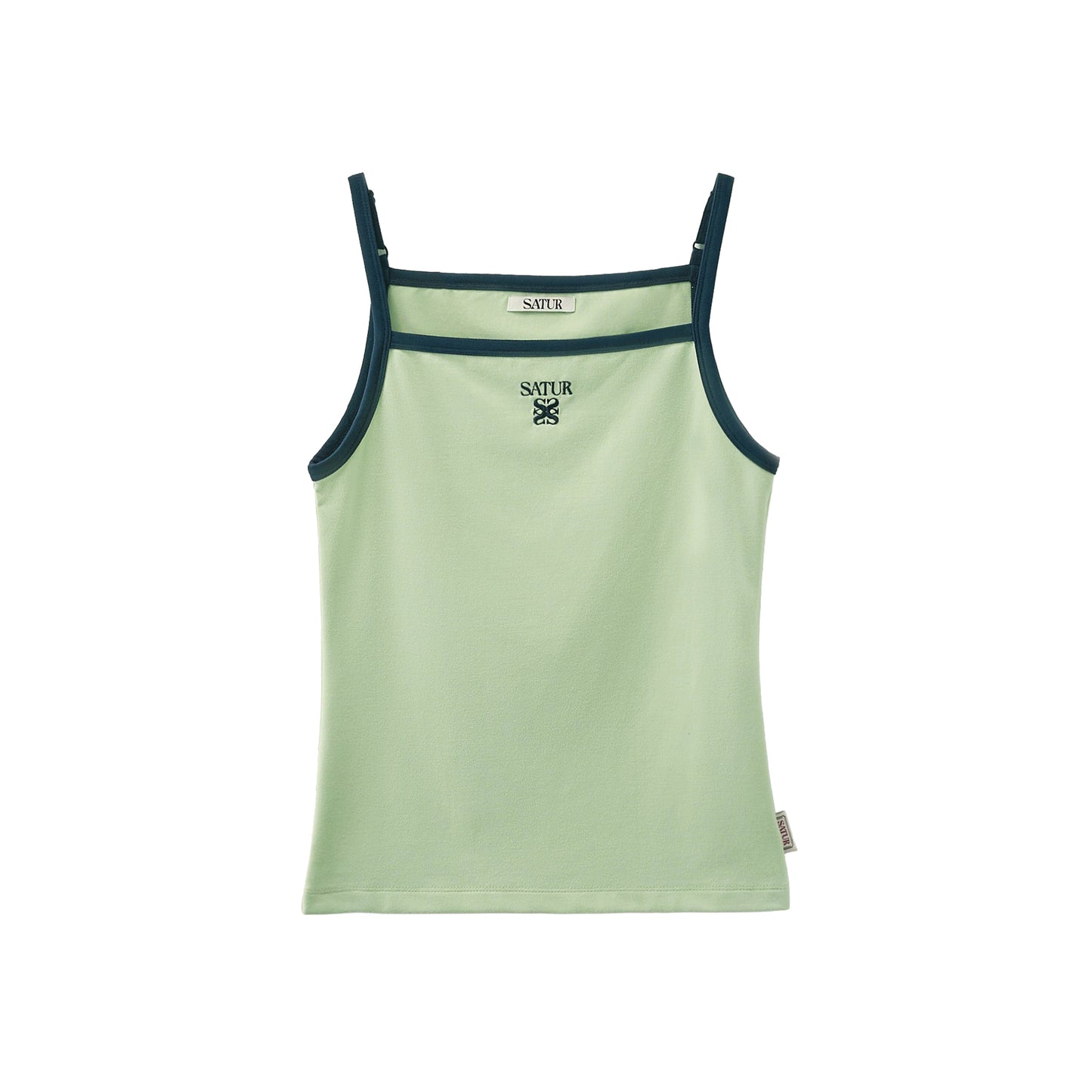 SATUR Apero Logo Solid Sleeveless Mint womens sleeveless top contrast trim embroidered logo casual apparel