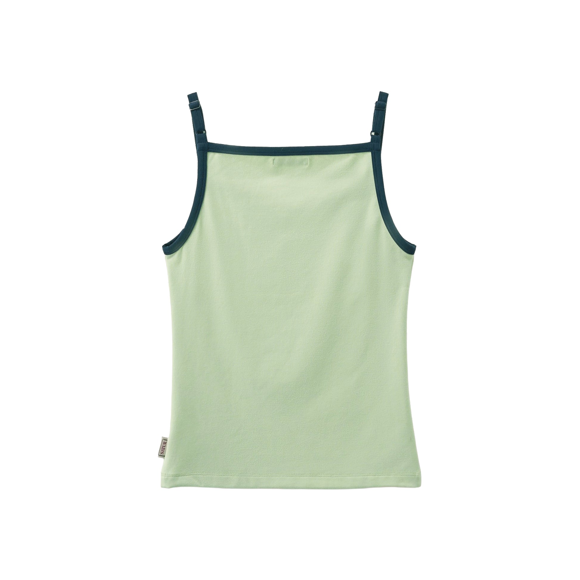 SATUR Apero Logo Solid Sleeveless Mint womens sleeveless top contrast trim embroidered logo casual apparel
