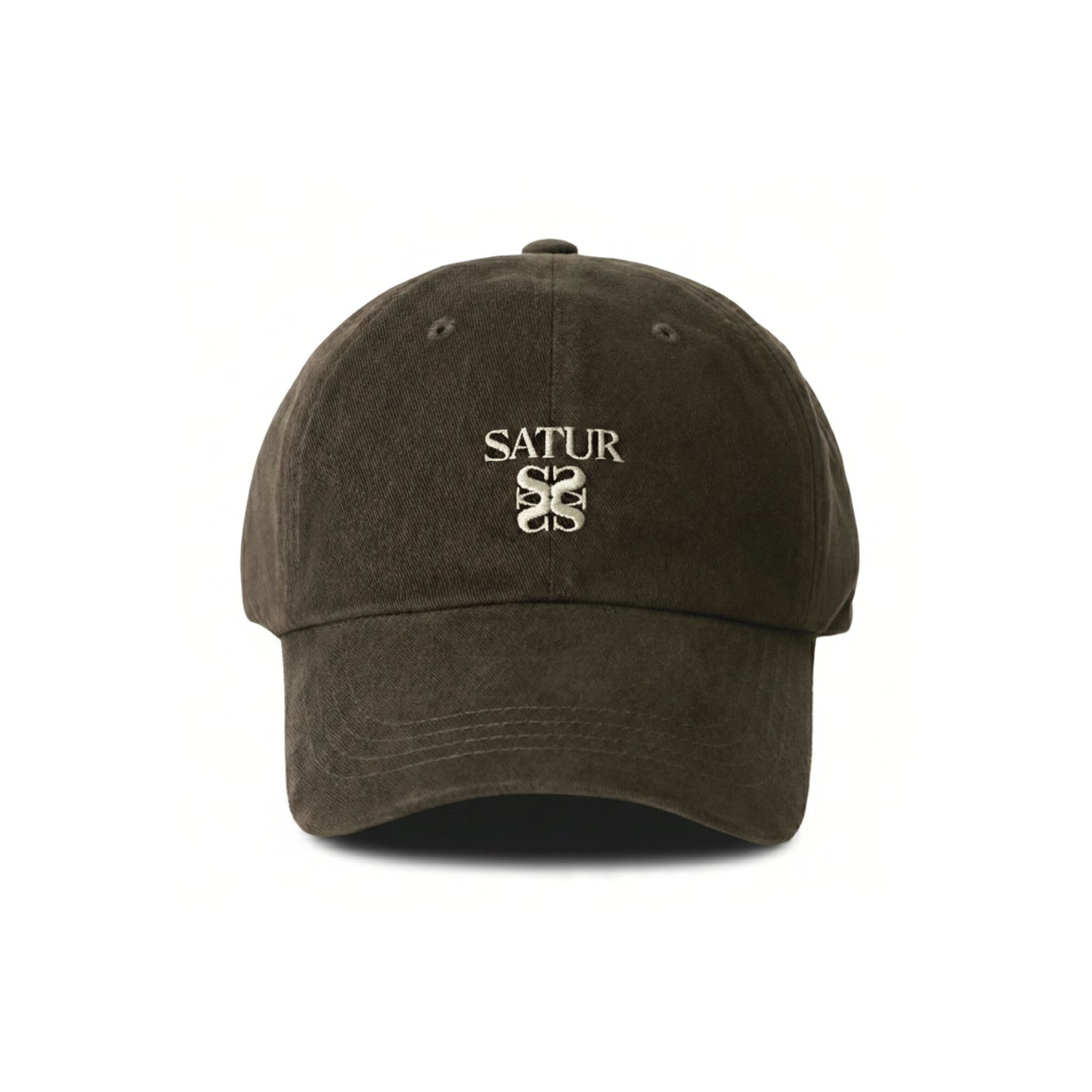 SATUR Loren Classic Ball Cap Brown cotton baseball cap embroidered logo curved brim casual headwear