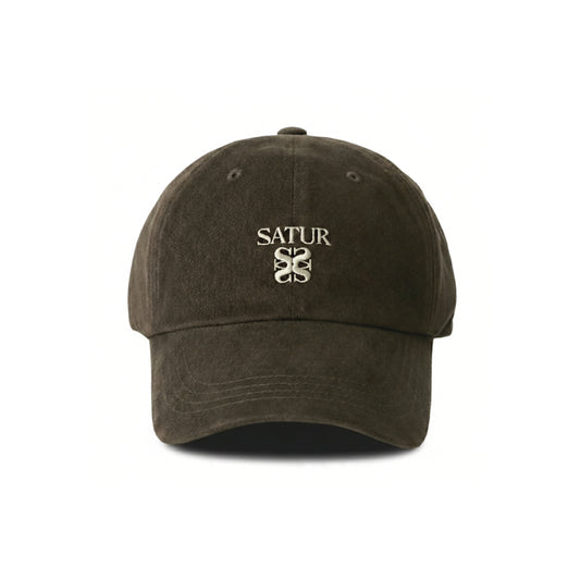 SATUR Loren Classic Ball Cap Brown cotton baseball cap embroidered logo curved brim casual headwear