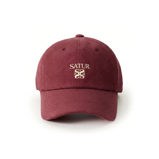SATUR Loren Classic Ball Cap Burgundy cotton baseball cap embroidered logo curved brim casual headwear