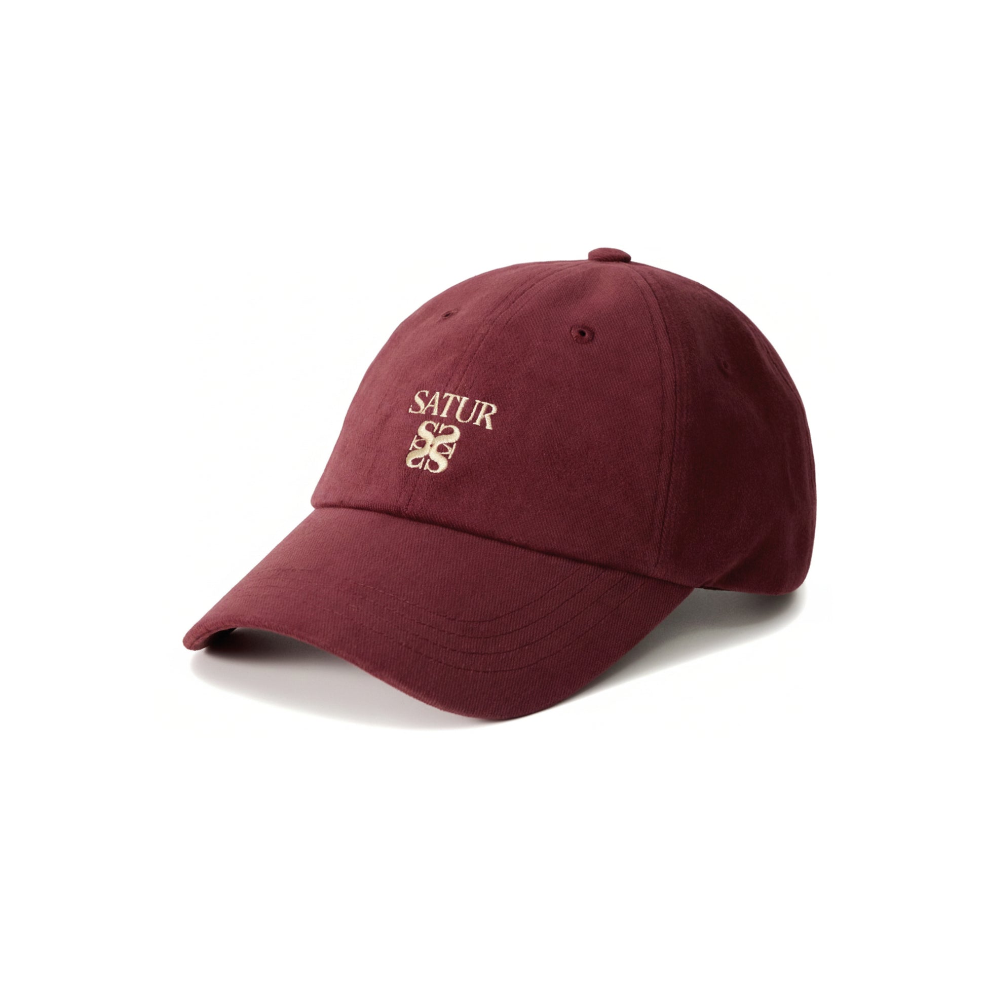SATUR Loren Classic Ball Cap Burgundy cotton baseball cap embroidered logo curved brim casual headwear