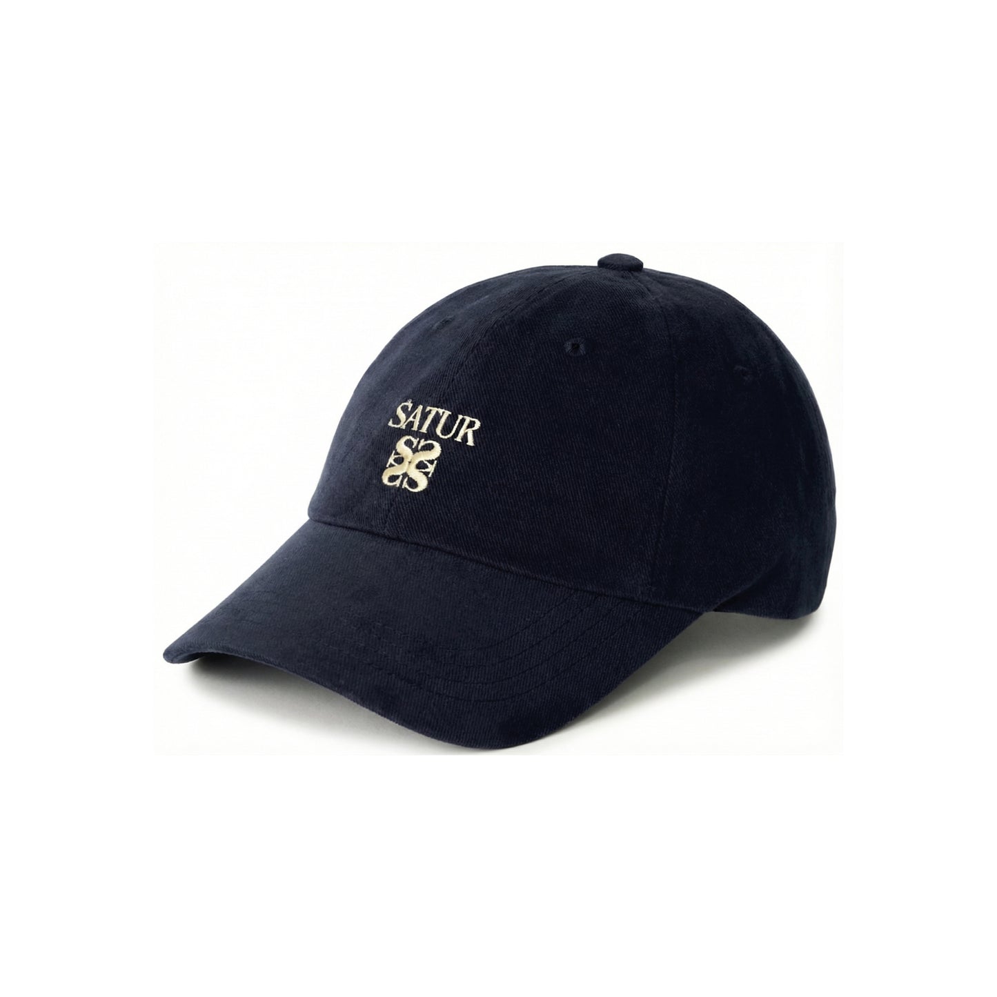 SATUR Loren Classic Ball Cap Navy cotton baseball cap embroidered logo curved brim casual headwear