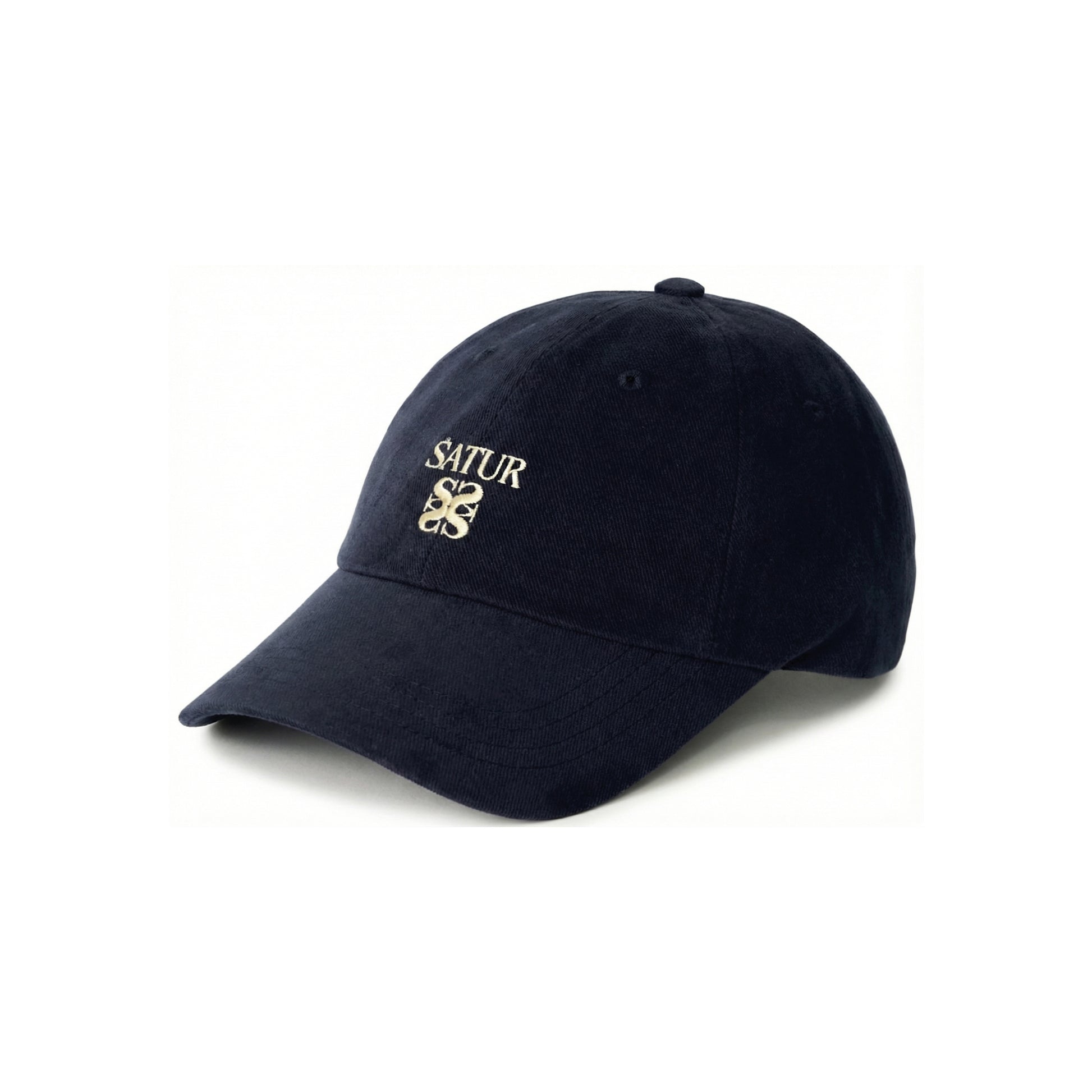 SATUR Loren Classic Ball Cap Navy cotton baseball cap embroidered logo curved brim casual headwear