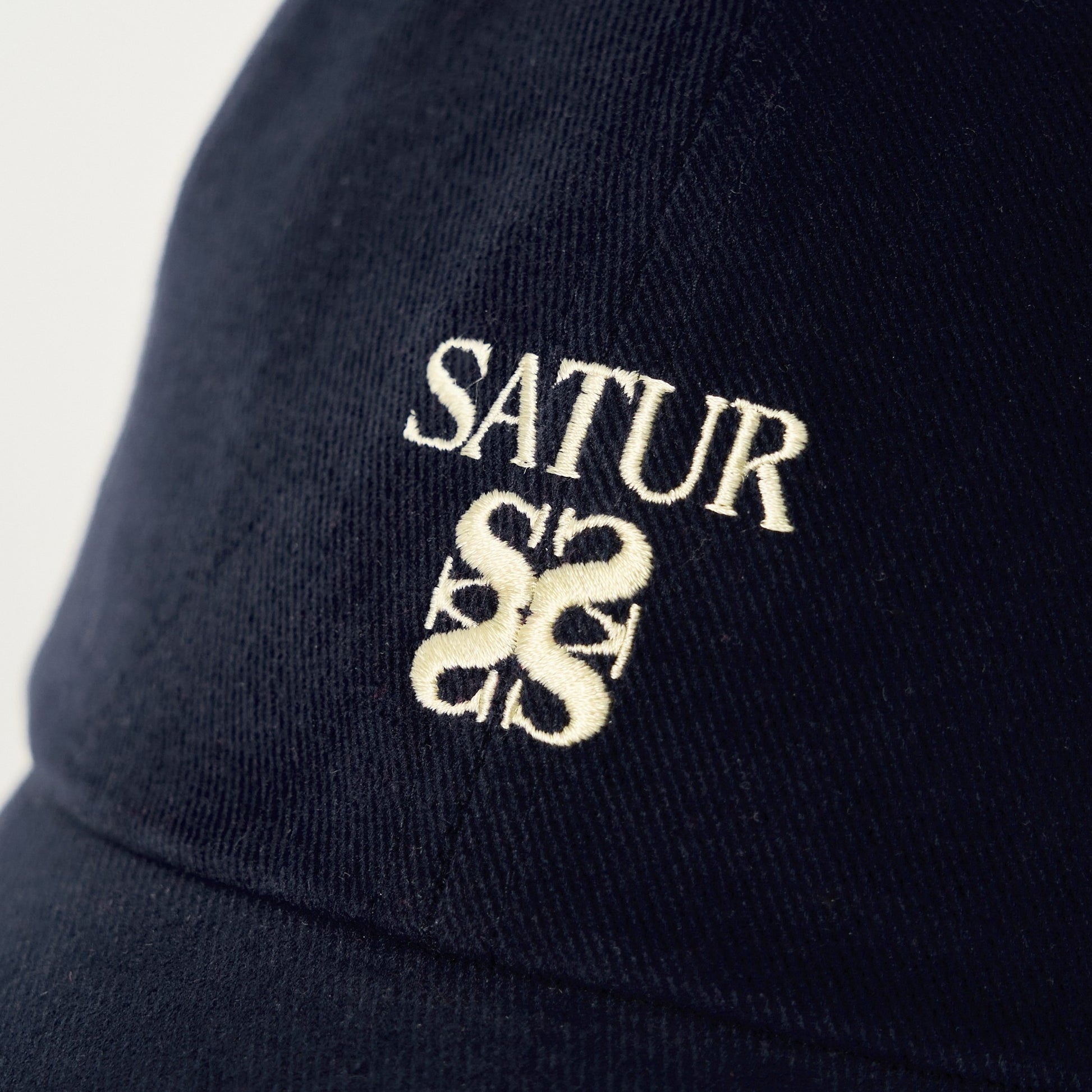 SATUR Loren Classic Ball Cap Navy cotton baseball cap embroidered logo curved brim casual headwear