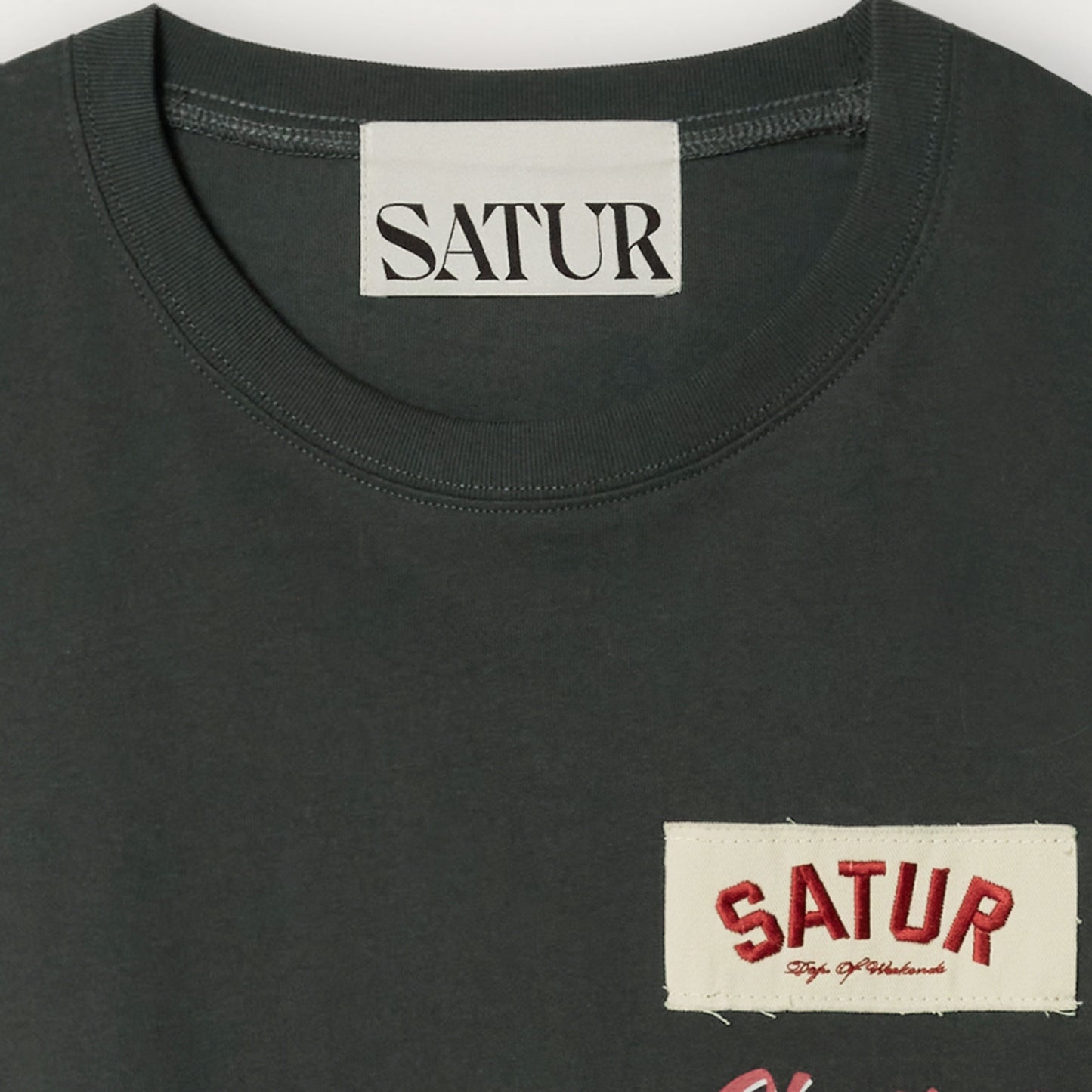SATUR 90s Playback Long Sleeve Charcoal cotton long sleeve t shirt vintage graphic logo casual apparel