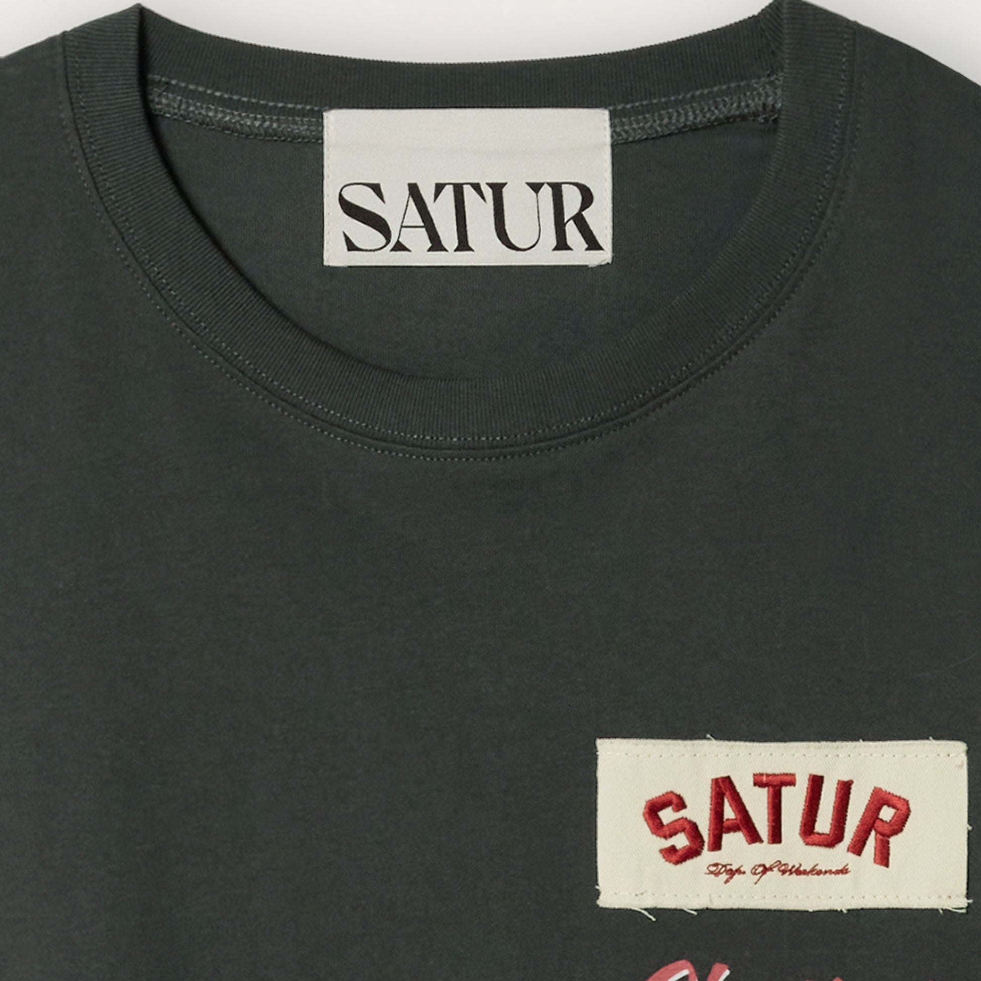 SATUR 90s Playback Long Sleeve Charcoal cotton long sleeve t shirt vintage graphic logo casual apparel