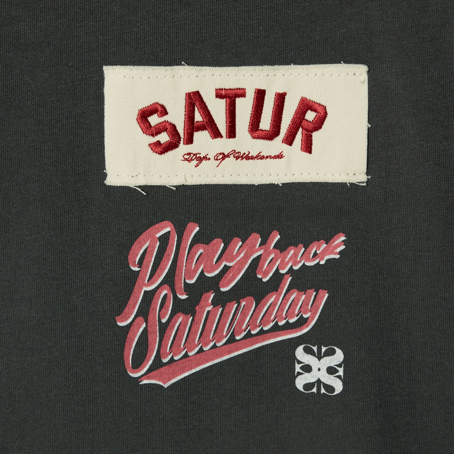 SATUR 90s Playback Long Sleeve Charcoal cotton long sleeve t shirt vintage graphic logo casual apparel