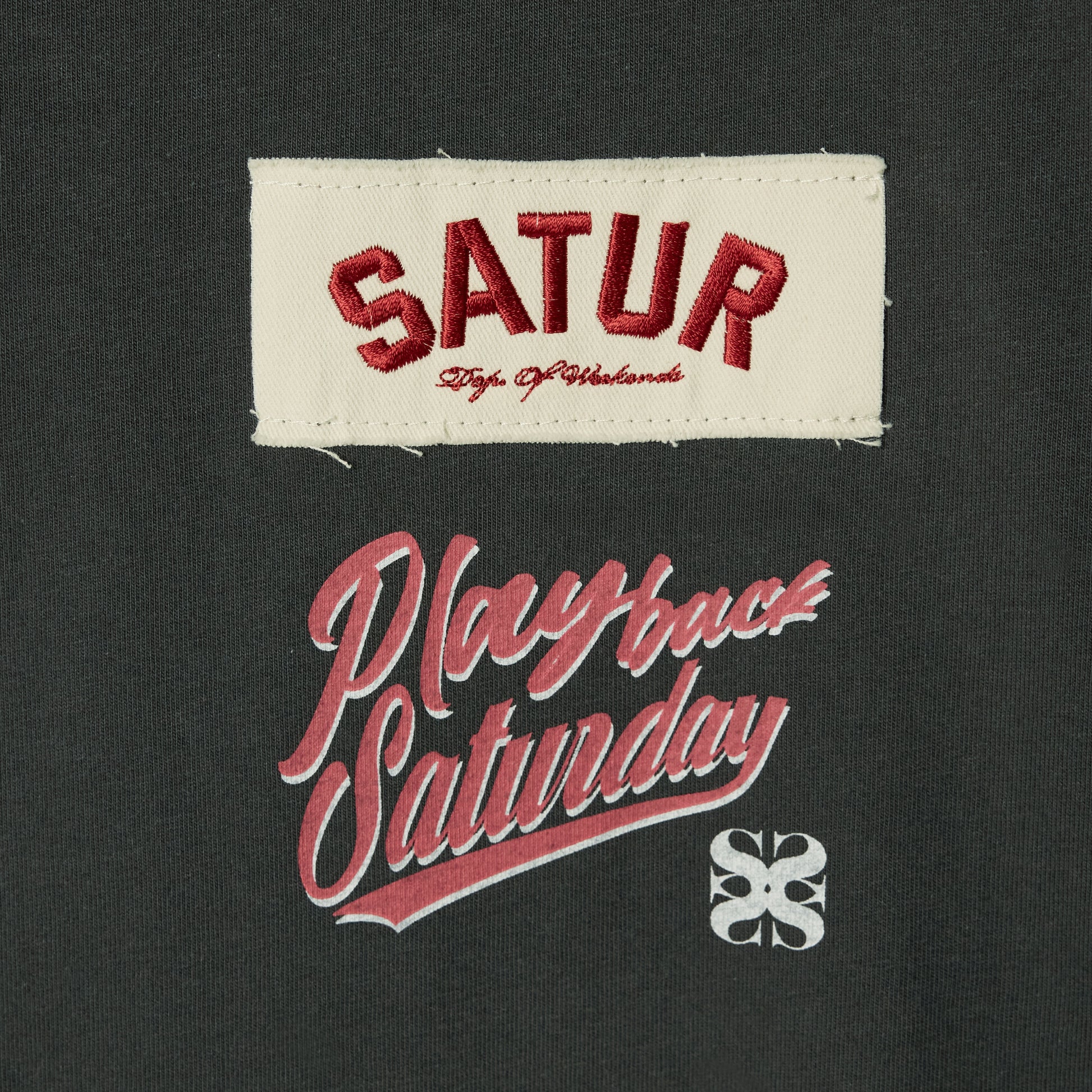 SATUR 90s Playback Long Sleeve Charcoal cotton long sleeve t shirt vintage graphic logo casual apparel