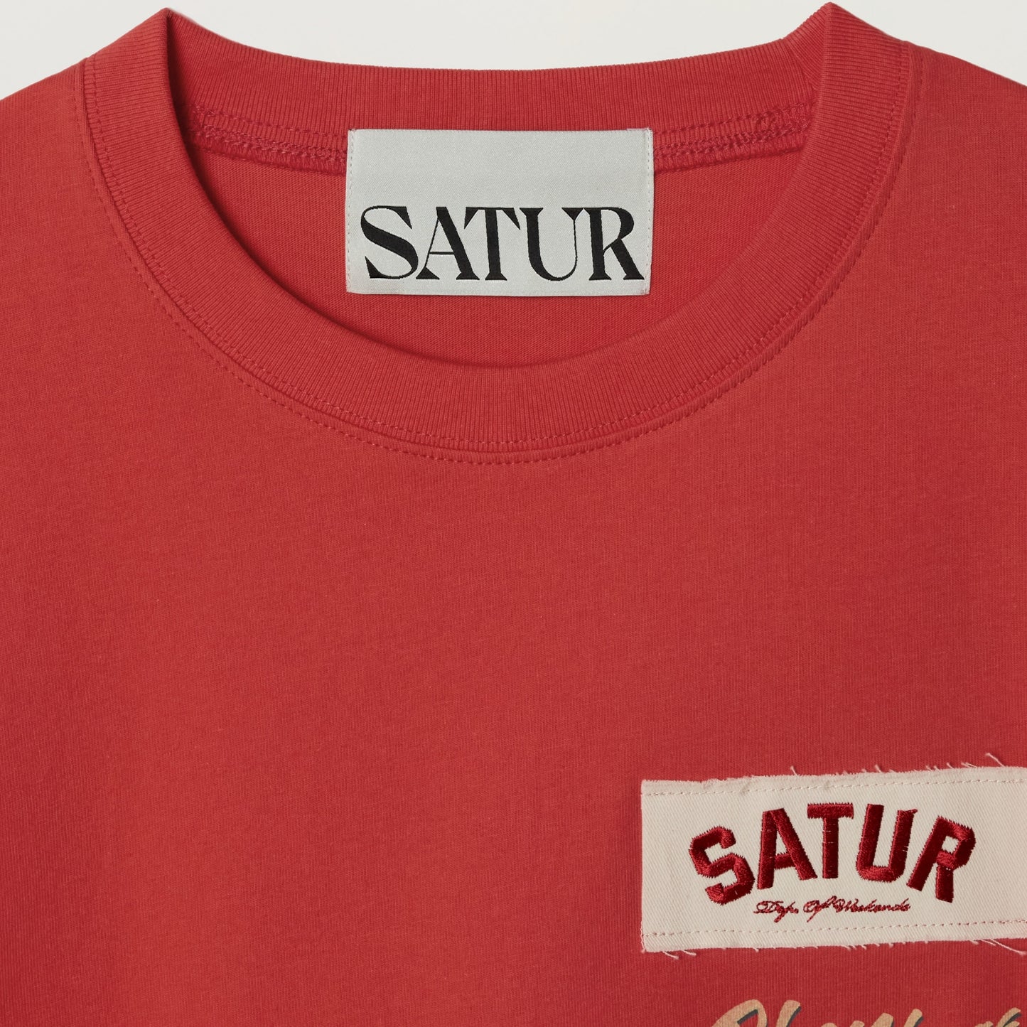 SATUR 90s Playback Long Sleeve Red cotton long sleeve t shirt vintage graphic logo casual apparel