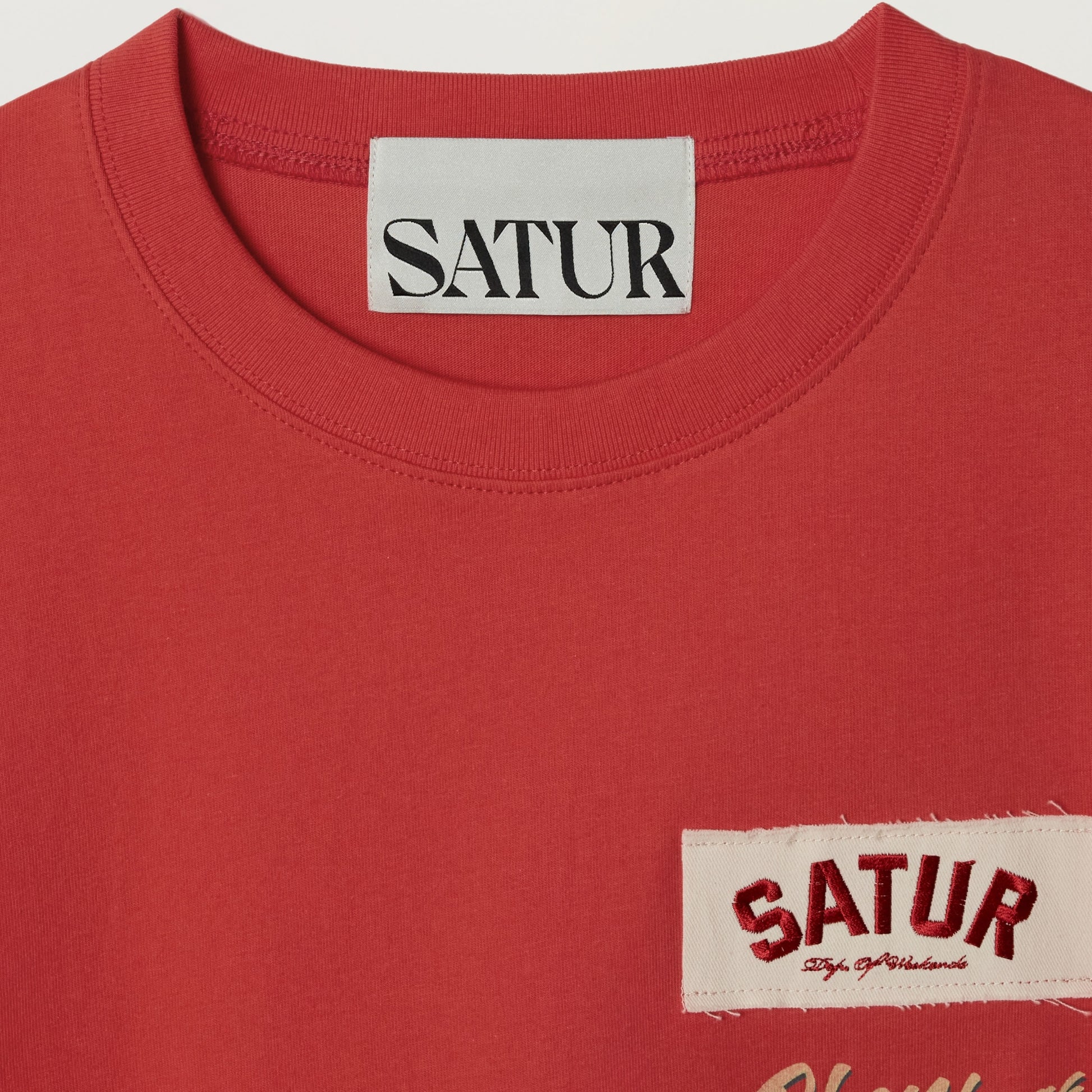 SATUR 90s Playback Long Sleeve Red cotton long sleeve t shirt vintage graphic logo casual apparel