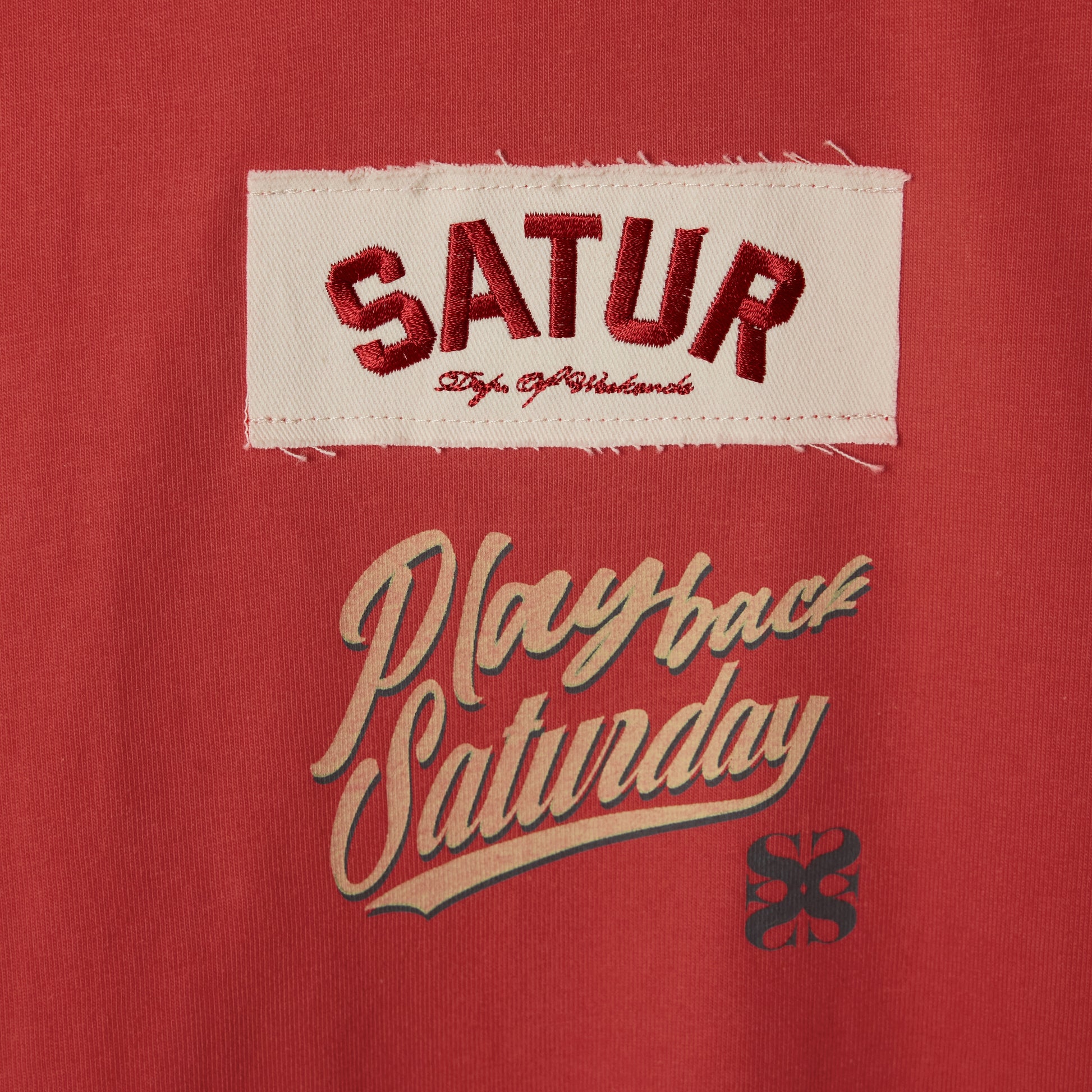 SATUR 90s Playback Long Sleeve Red cotton long sleeve t shirt vintage graphic logo casual apparel