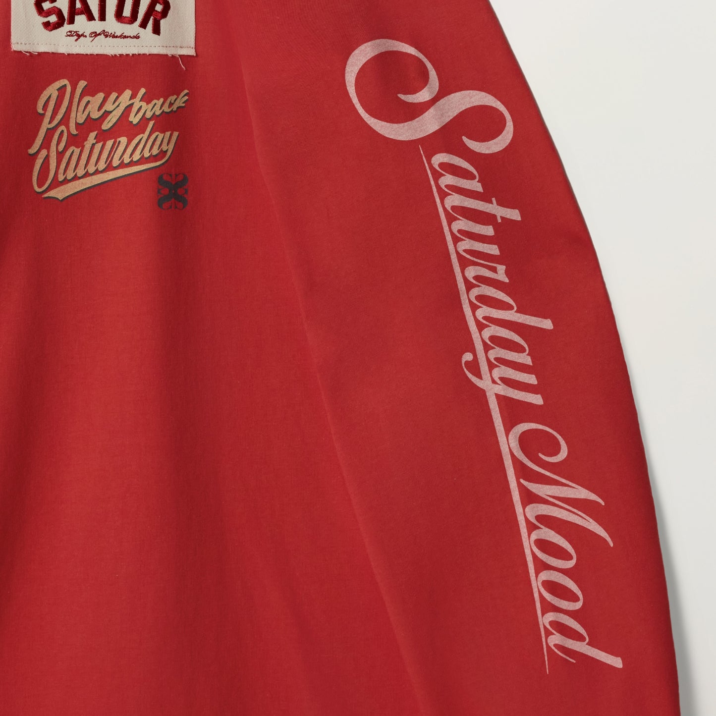 SATUR 90s Playback Long Sleeve Red cotton long sleeve t shirt vintage graphic logo casual apparel