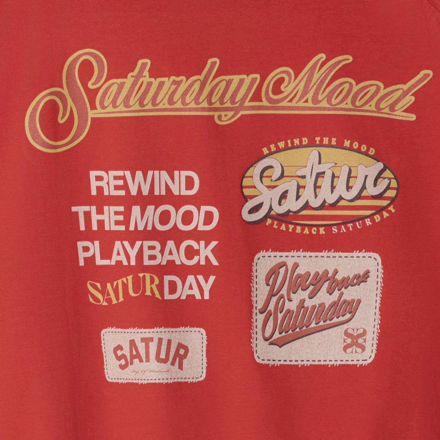 SATUR 90s Playback Long Sleeve Red cotton long sleeve t shirt vintage graphic logo casual apparel