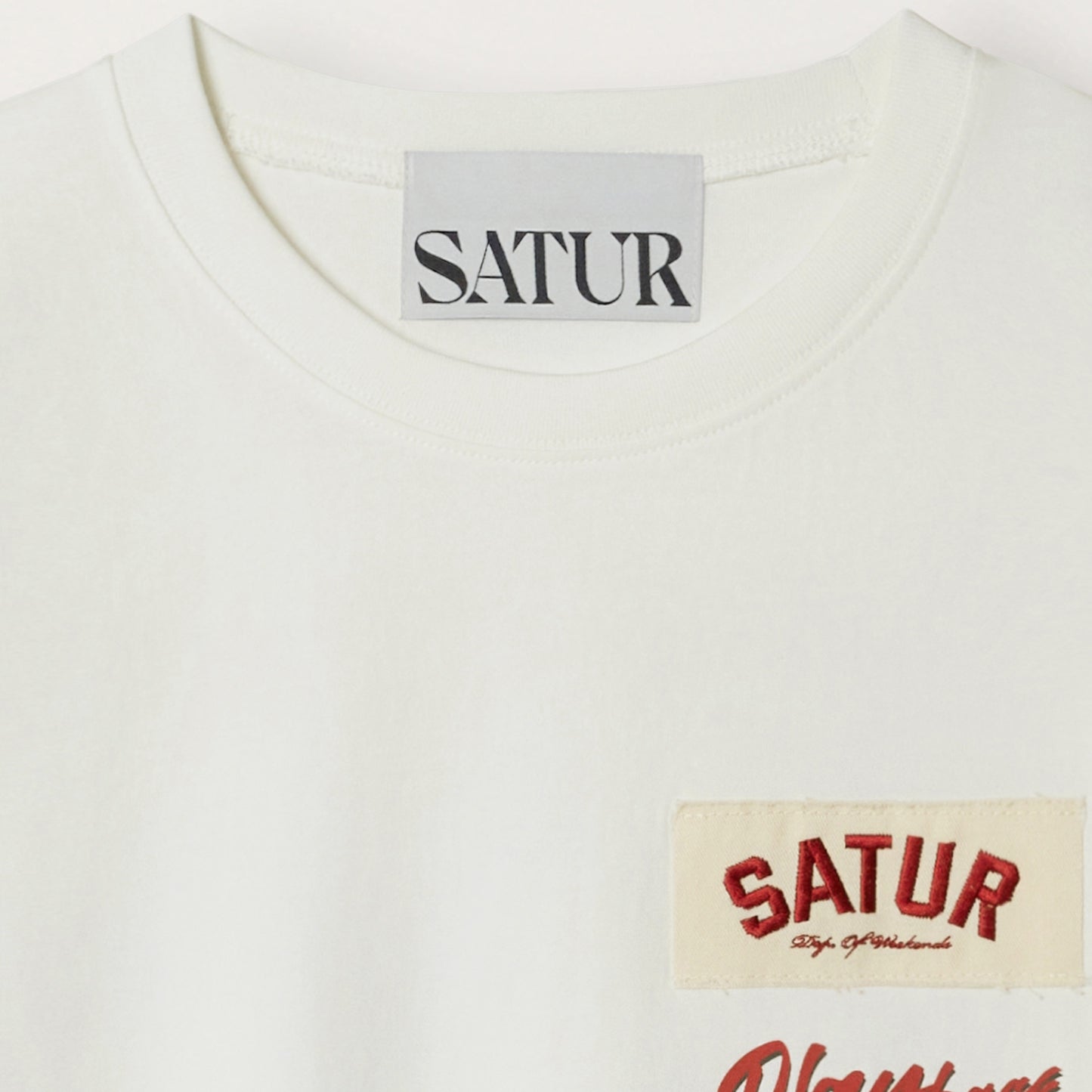 SATUR 90s Playback Long Sleeve White cotton long sleeve t shirt vintage graphic logo casual apparel