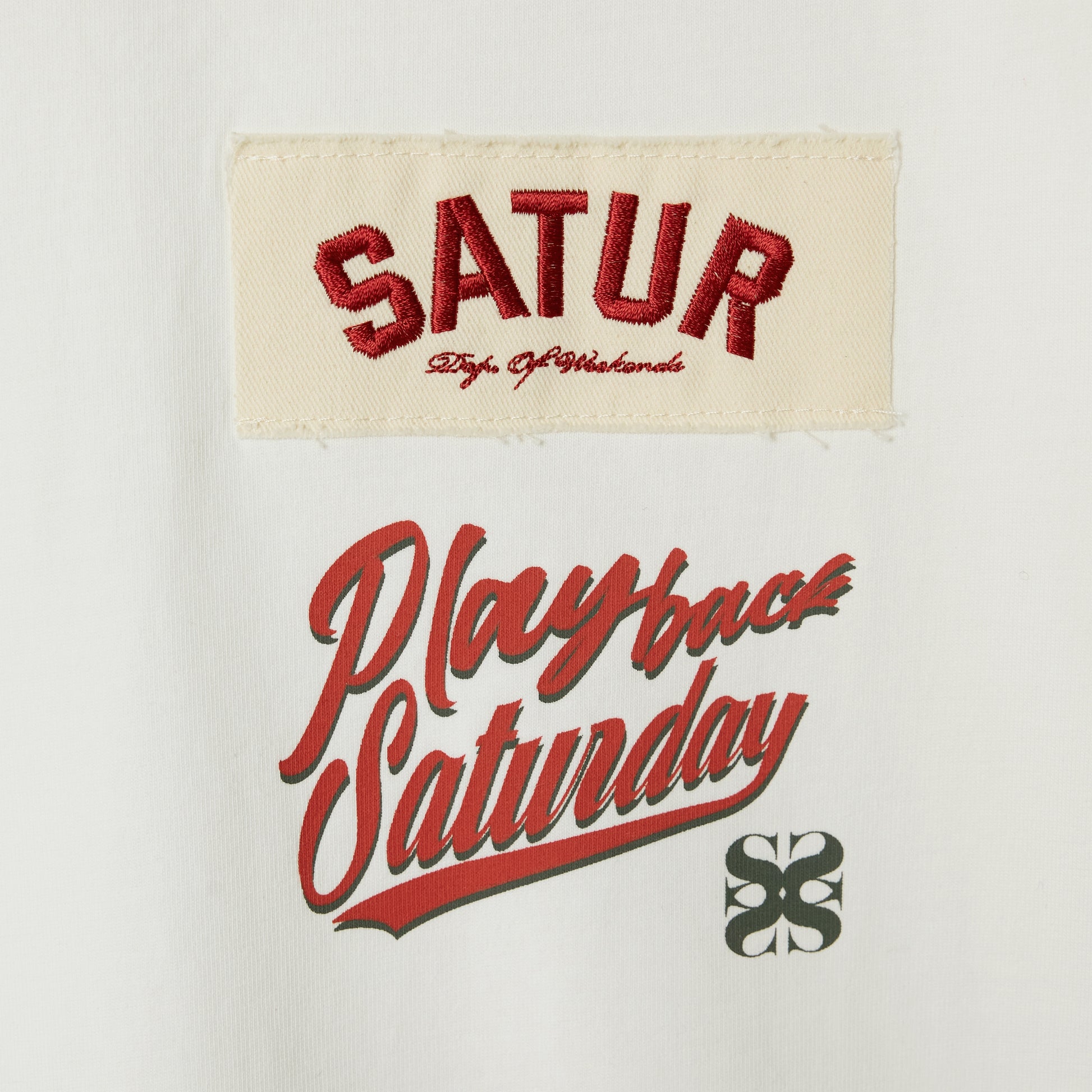 SATUR 90s Playback Long Sleeve White cotton long sleeve t shirt vintage graphic logo casual apparel