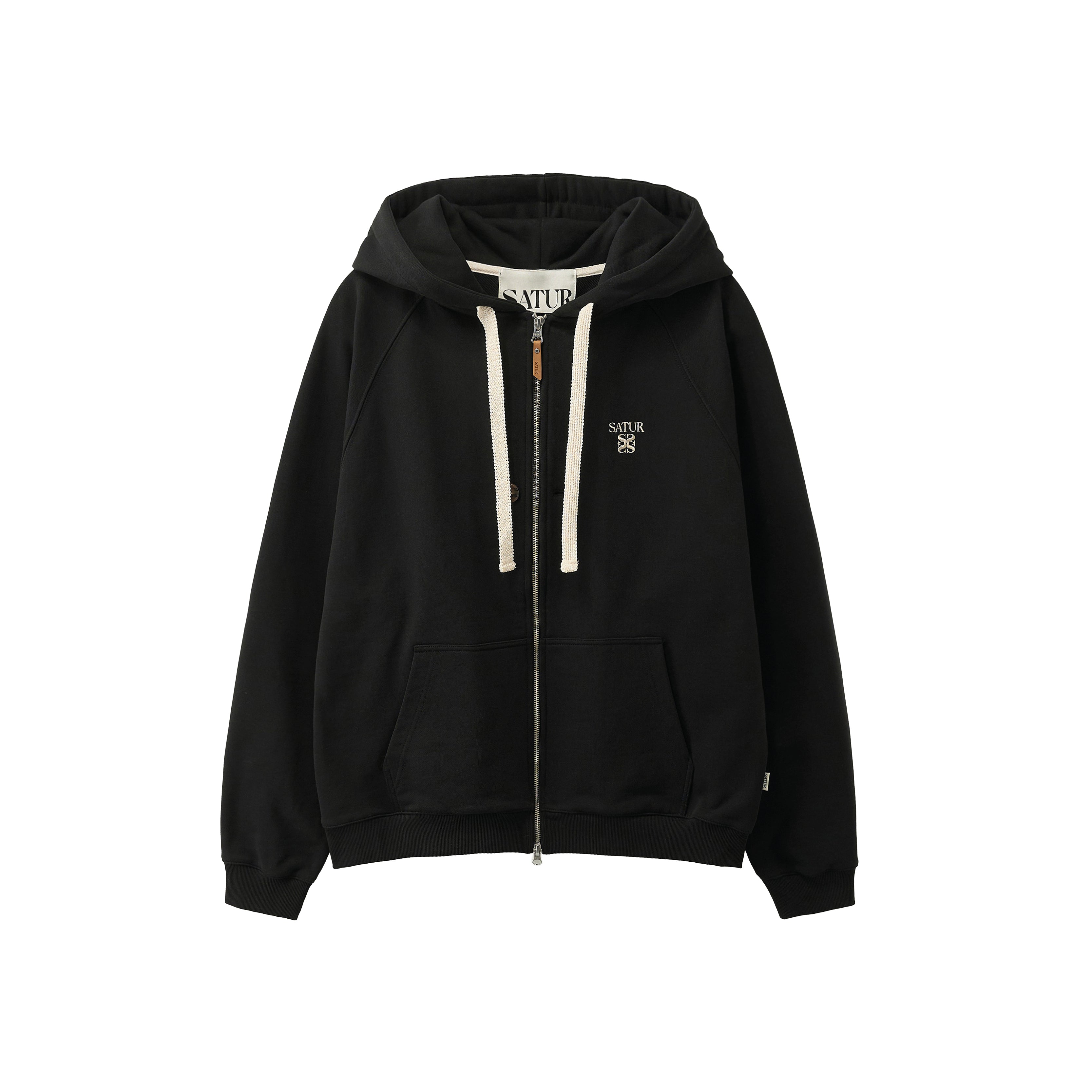 SATUR Loren Small Logo Hood Zip-Up 'Black' - SneakSurf Singapore