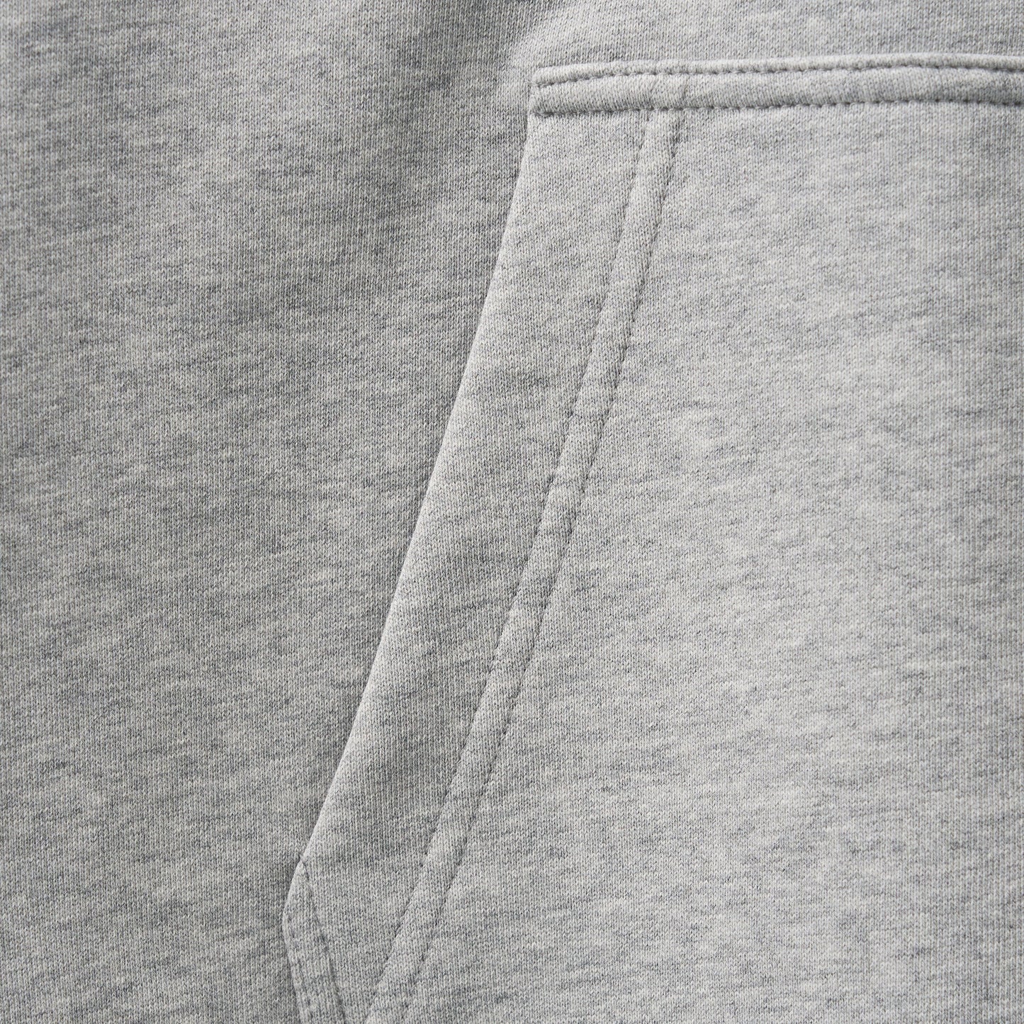 SATUR Loren Small Logo Hood Zip Up Melange Grey cotton blend hoodie full zip drawstring hood embroidered logo casual apparel