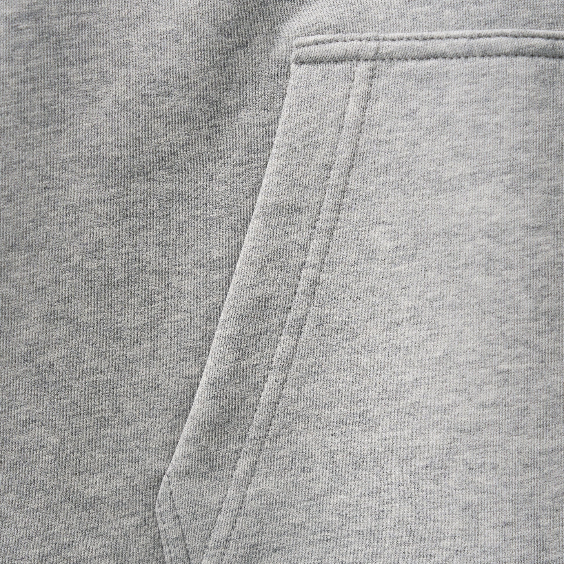 SATUR Loren Small Logo Hood Zip Up Melange Grey cotton blend hoodie full zip drawstring hood embroidered logo casual apparel