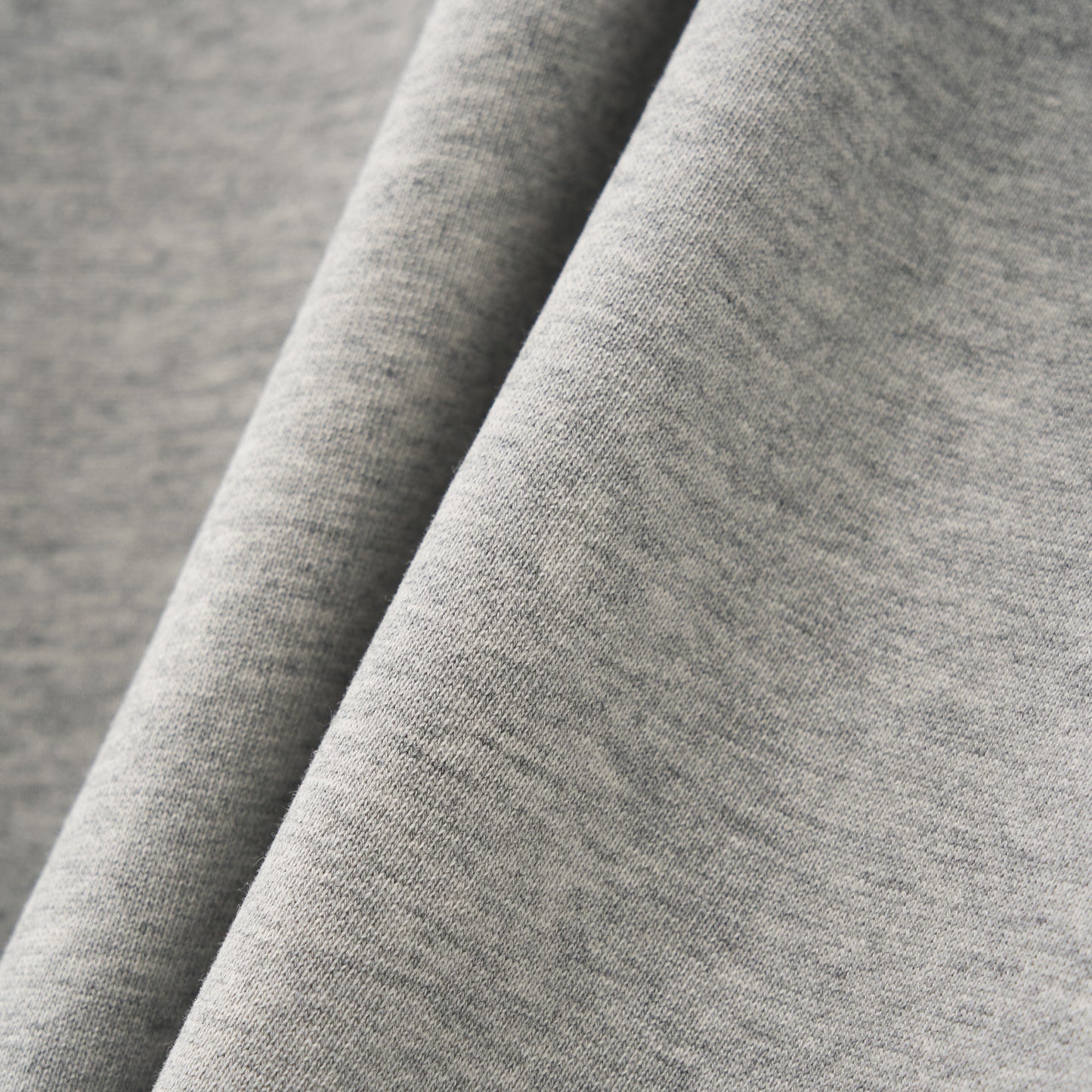 SATUR Loren Small Logo Hood Zip Up Melange Grey cotton blend hoodie full zip drawstring hood embroidered logo casual apparel