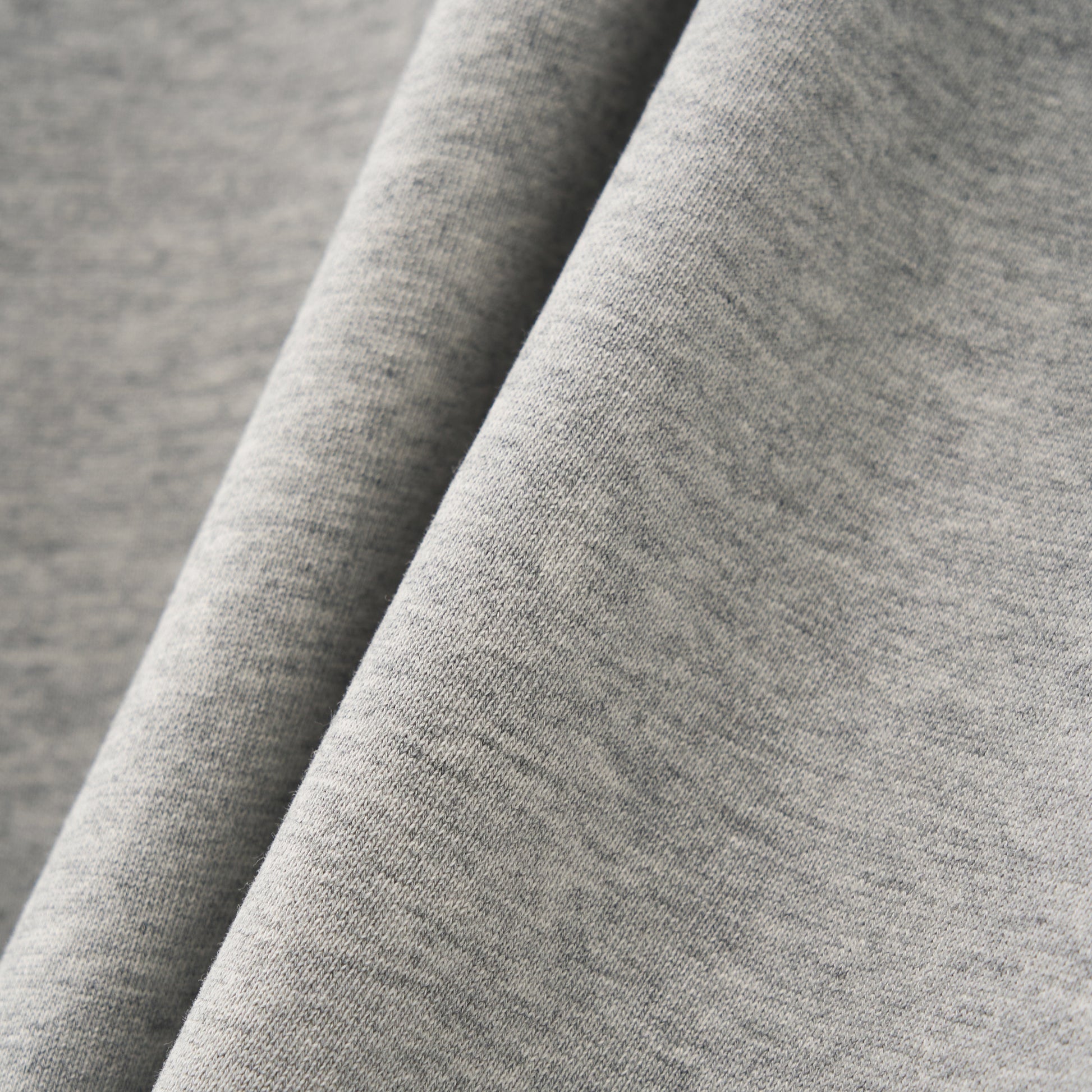 SATUR Loren Small Logo Hood Zip Up Melange Grey cotton blend hoodie full zip drawstring hood embroidered logo casual apparel