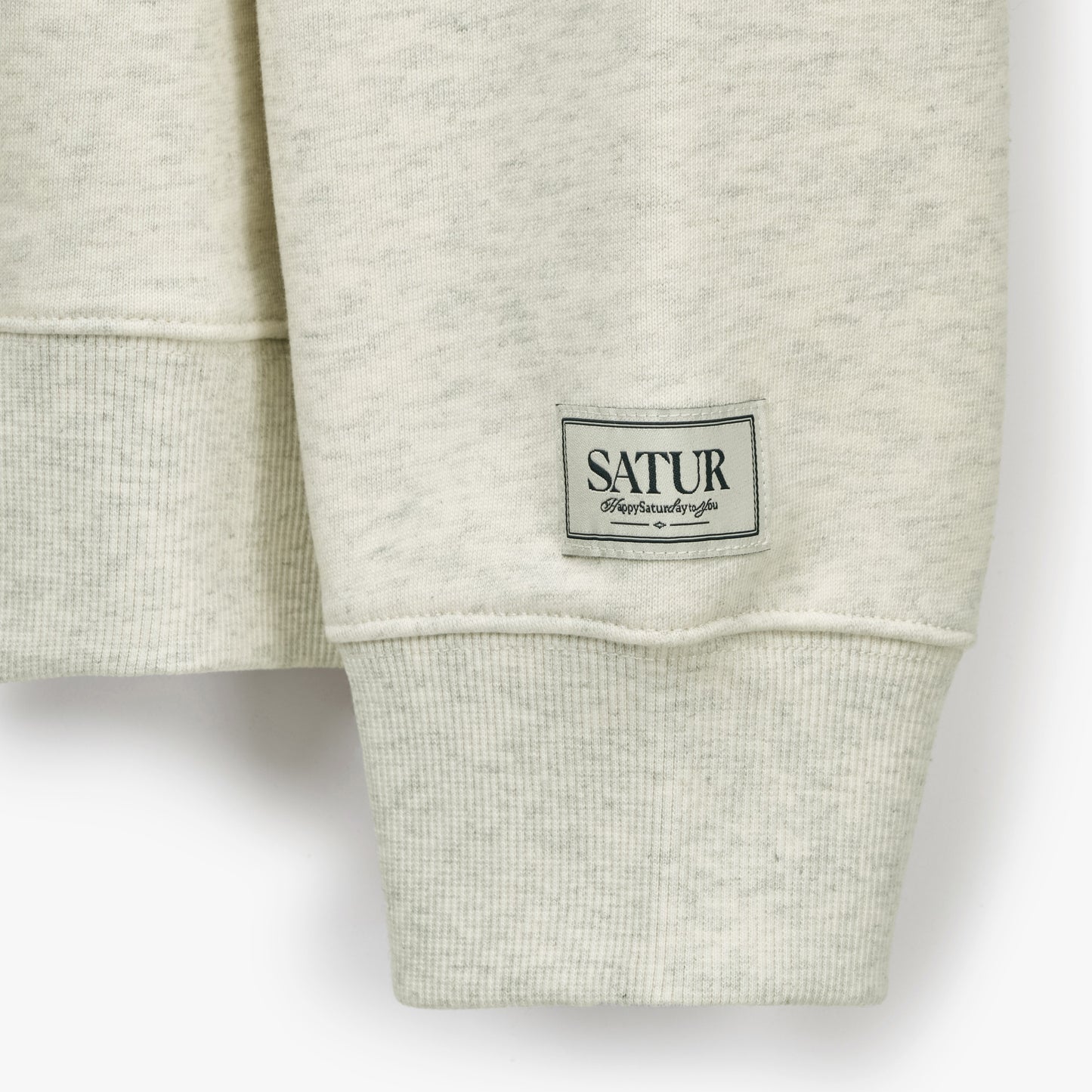 SATUR Arch Apero Logo Sweatshirt Oatmeal cotton blend crewneck sweatshirt embroidered logo casual apparel
