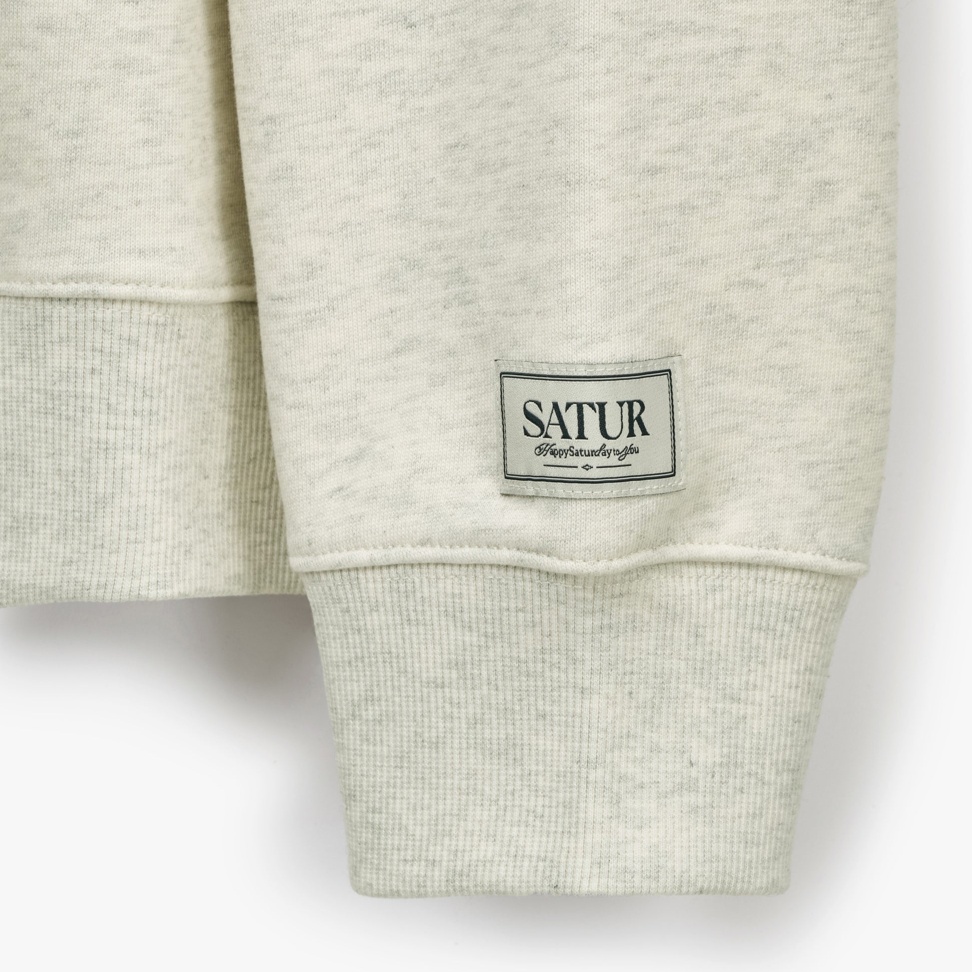 SATUR Arch Apero Logo Sweatshirt Oatmeal cotton blend crewneck sweatshirt embroidered logo casual apparel