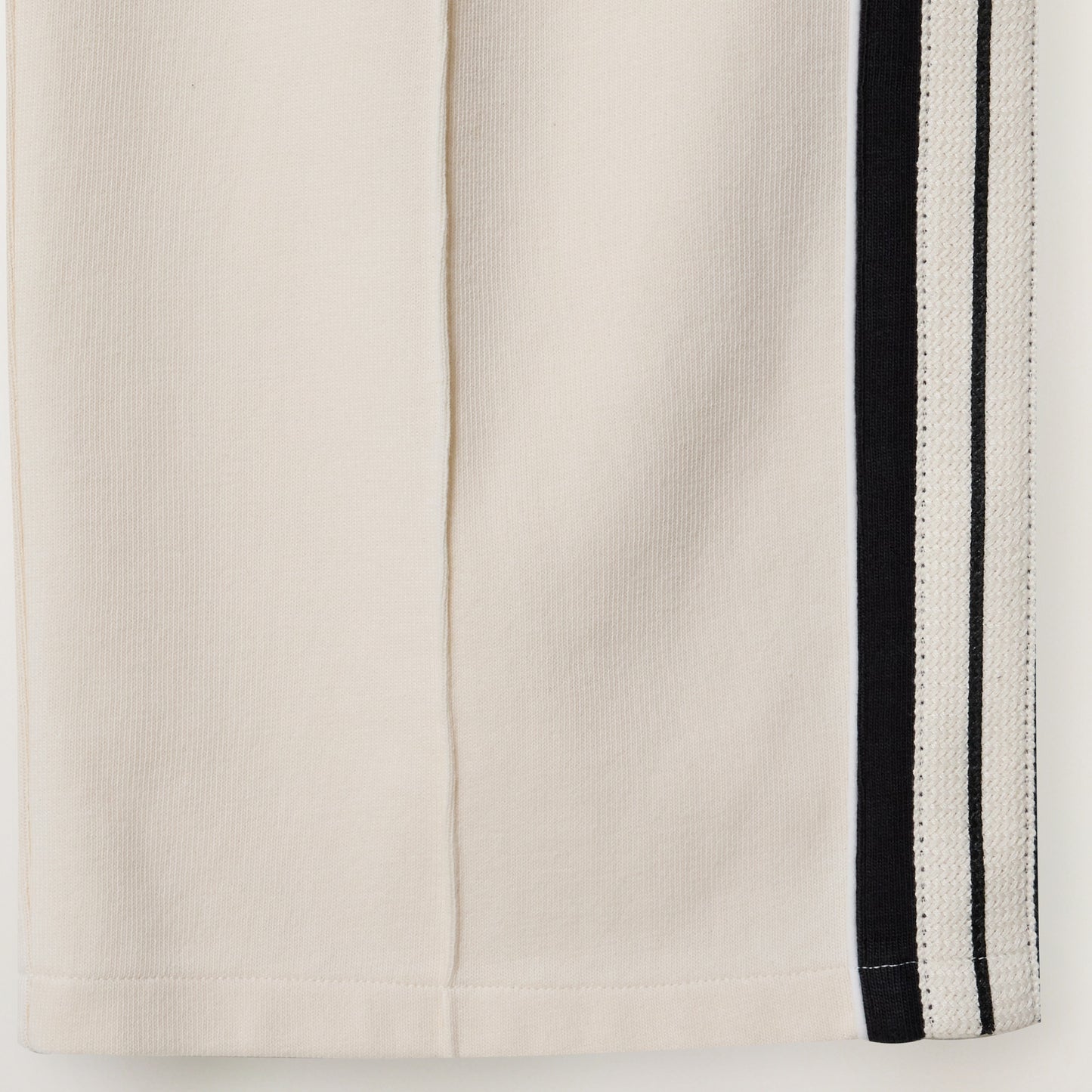 SATUR Lawton Lining Track Pants Cream Black womens lightweight track pants elastic waistband drawstring side stripe casual apparel