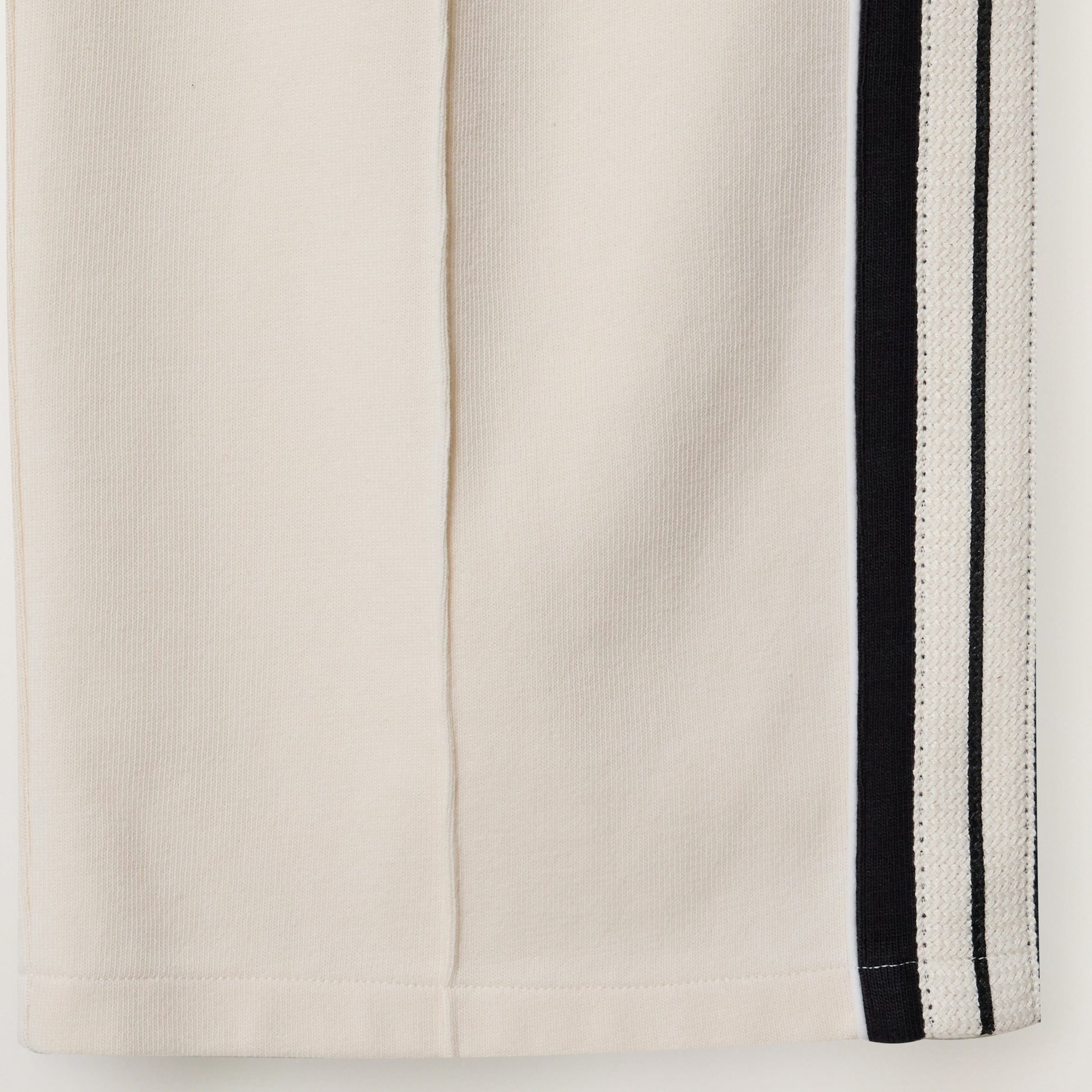 SATUR Lawton Lining Track Pants Cream Black womens lightweight track pants elastic waistband drawstring side stripe casual apparel