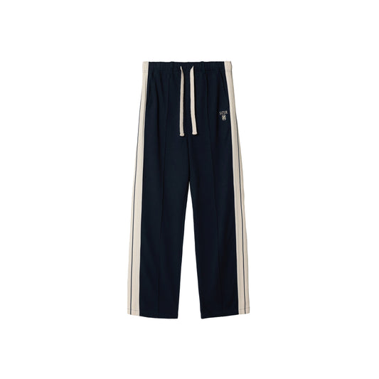 SATUR Lawton Lining Track Pants Navy womens lightweight track pants elastic waistband drawstring side stripe casual apparel