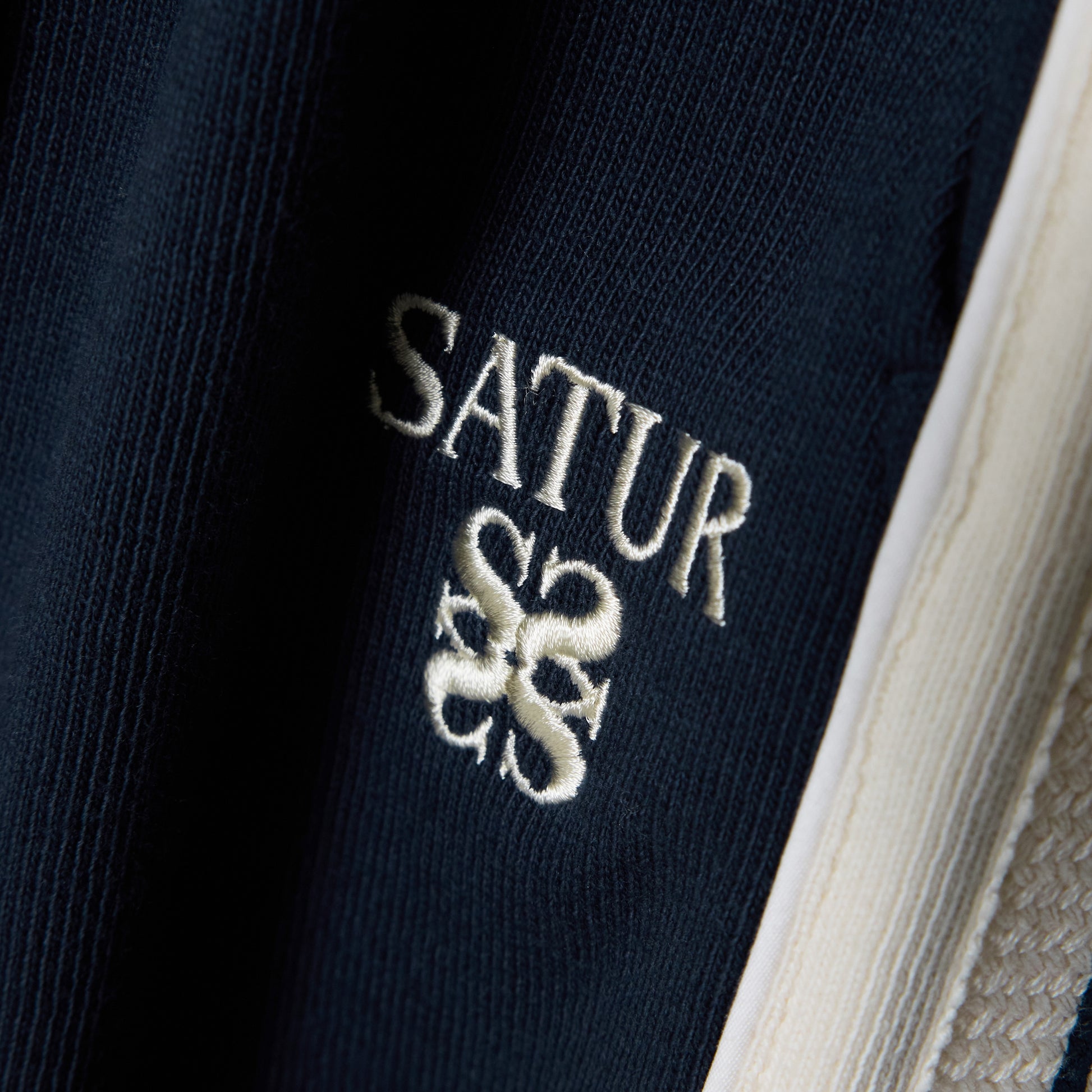 SATUR Lawton Lining Track Pants Navy womens lightweight track pants elastic waistband drawstring side stripe casual apparel