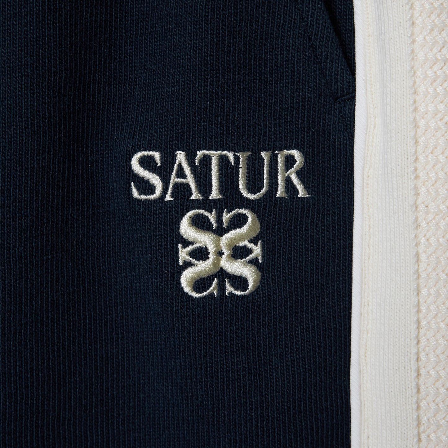 SATUR Lawton Lining Track Pants Navy womens lightweight track pants elastic waistband drawstring side stripe casual apparel