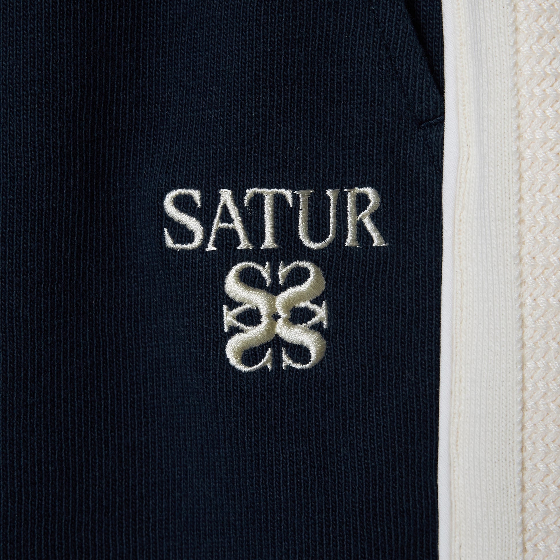 SATUR Lawton Lining Track Pants Navy womens lightweight track pants elastic waistband drawstring side stripe casual apparel