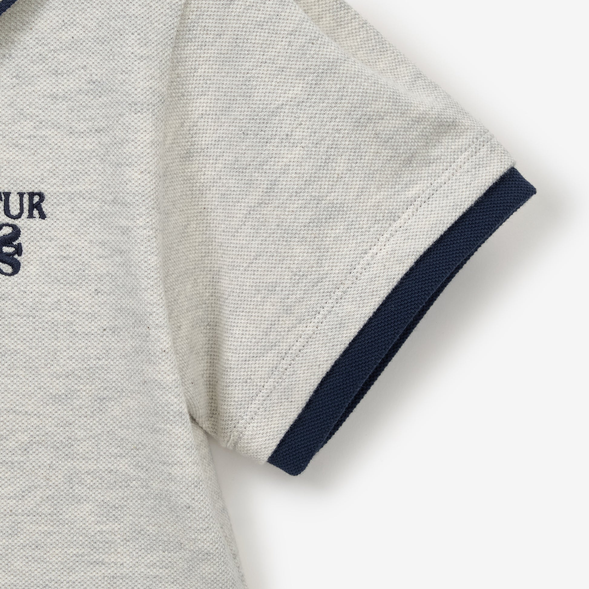 SATUR Apero Pique One Piece Oatmeal kids cotton pique dress polo collar contrast trim embroidered logo casual apparel