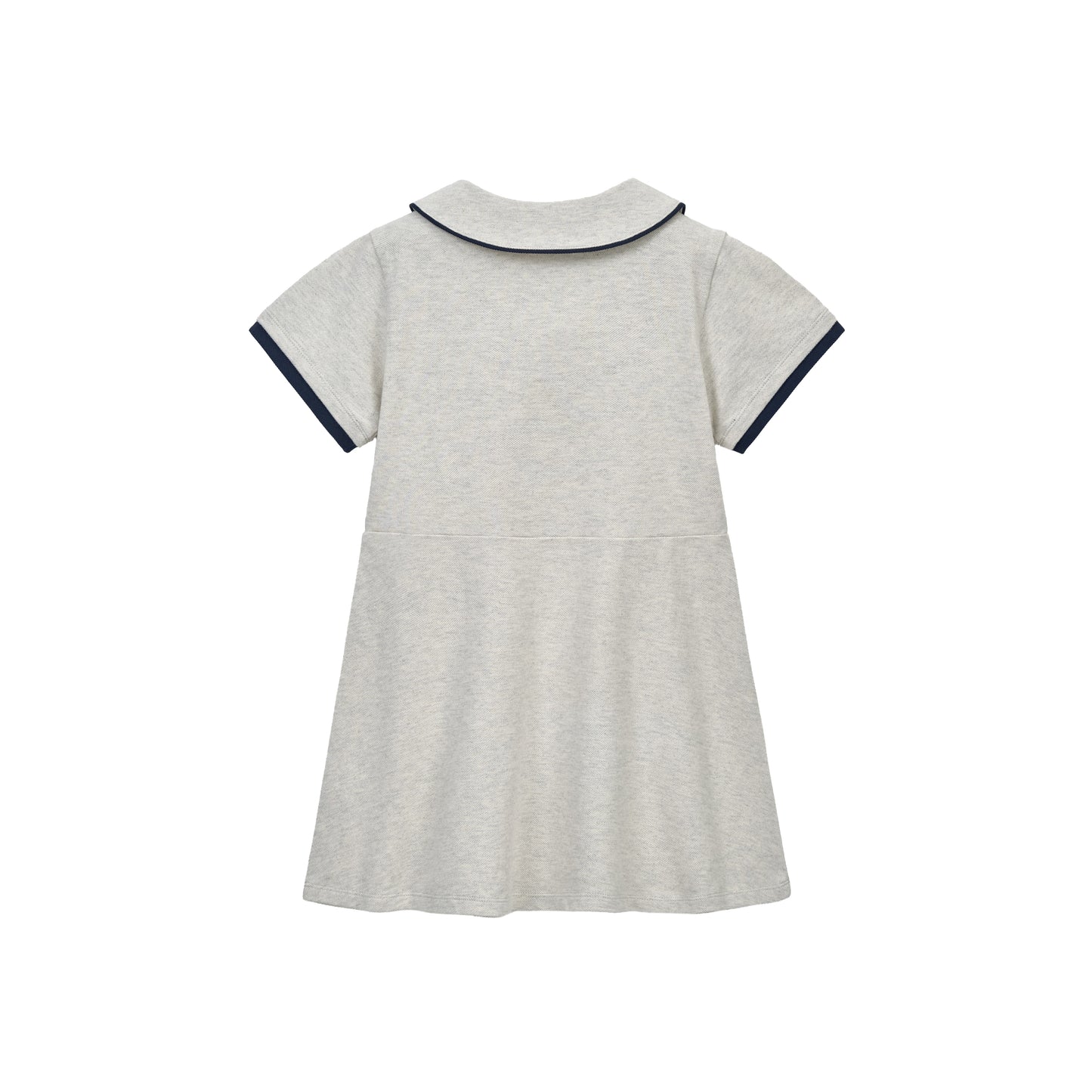 SATUR Apero Pique One Piece Oatmeal kids cotton pique dress polo collar contrast trim embroidered logo casual apparel